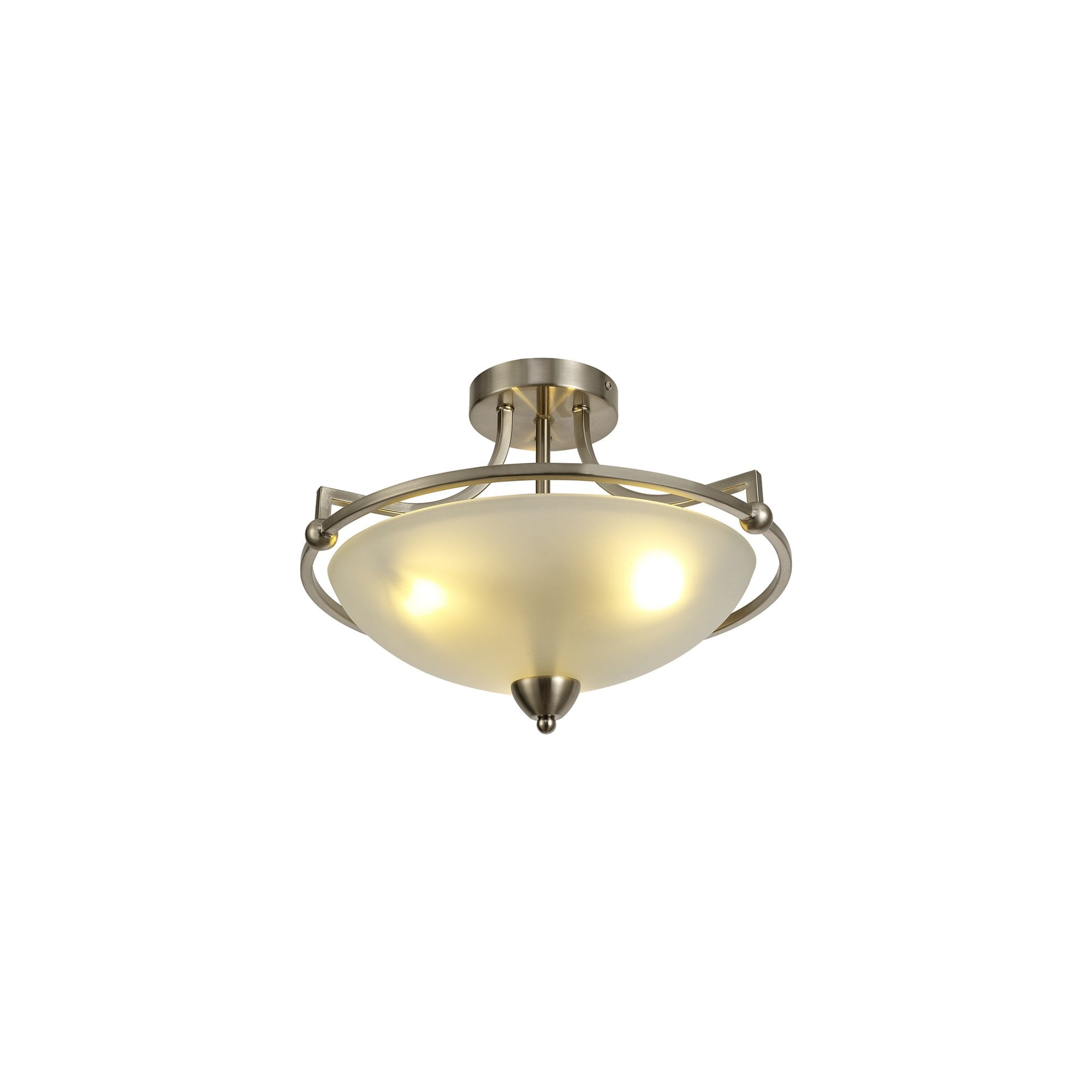 Fabula Rangers 3 Light Semi-Flush Light - Satin Nickel & Frosted Glass