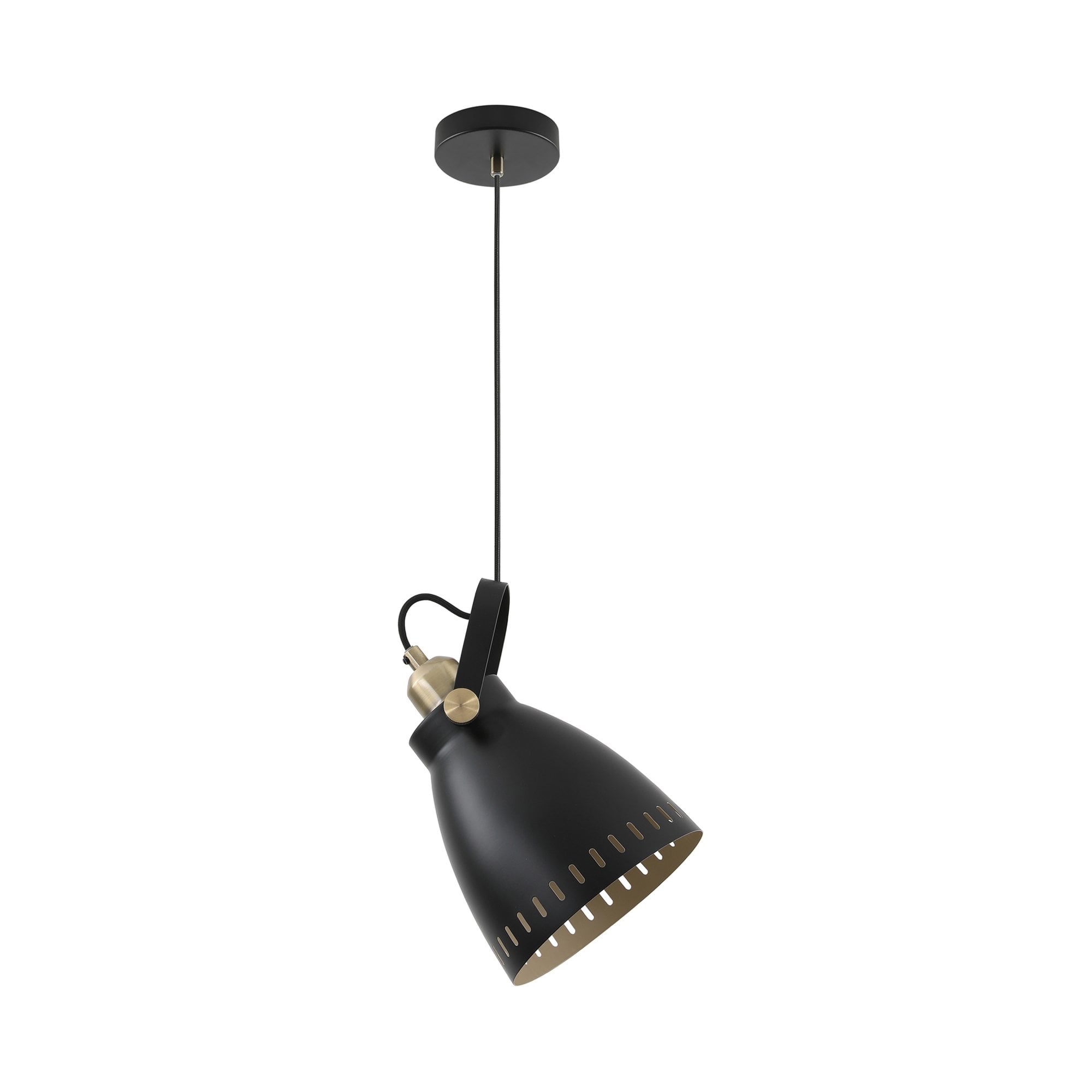 Fabula Leicester Large Single Pendant - Matt Black & Khaki