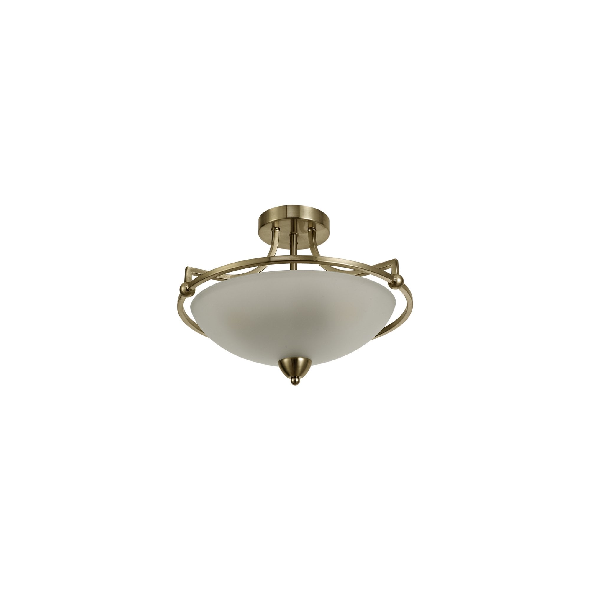 Fabula Rangers 3 Light Semi-Flush Light - Antique Brass & Frosted Glass