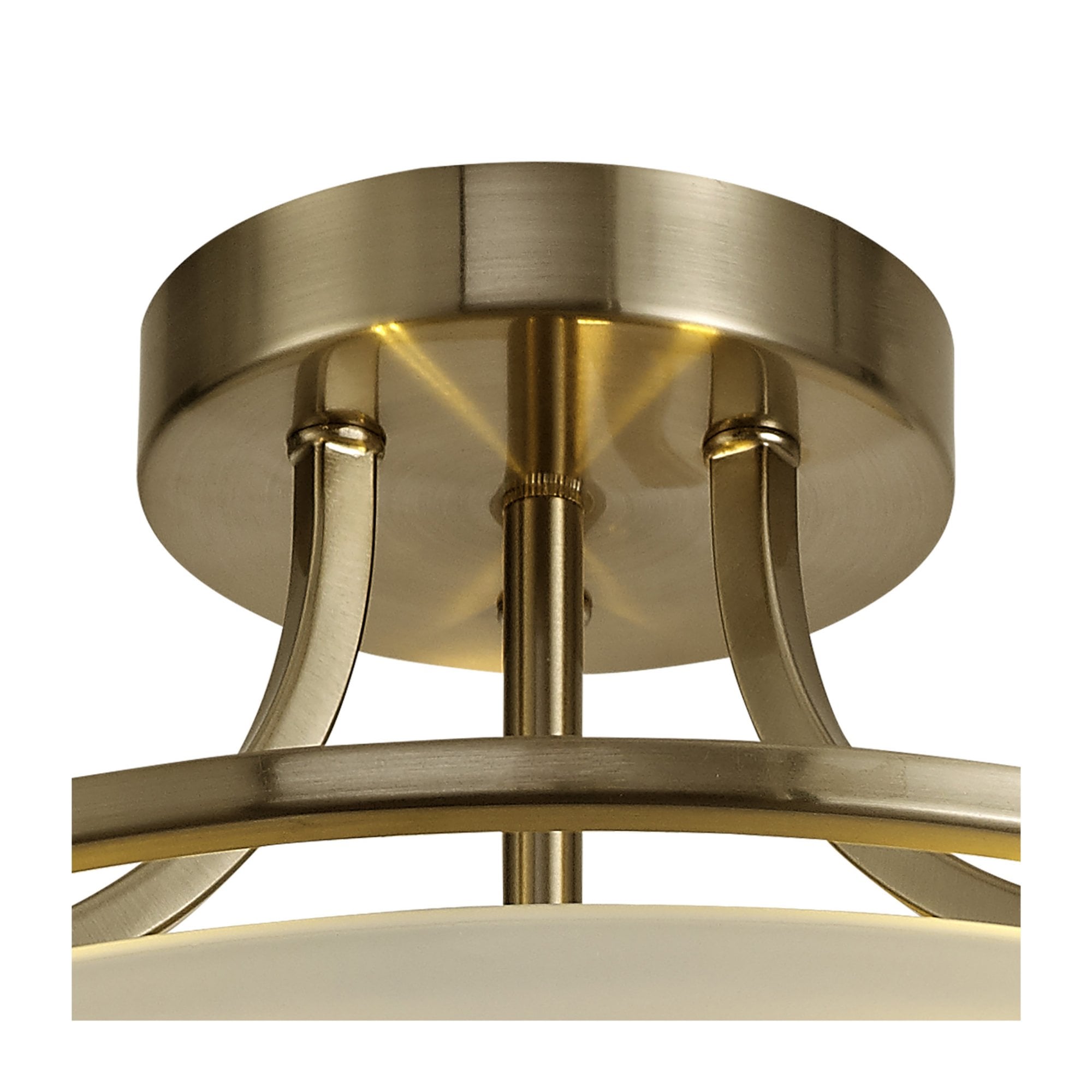 Fabula Rangers 3 Light Semi-Flush Light - Antique Brass & Frosted Glass