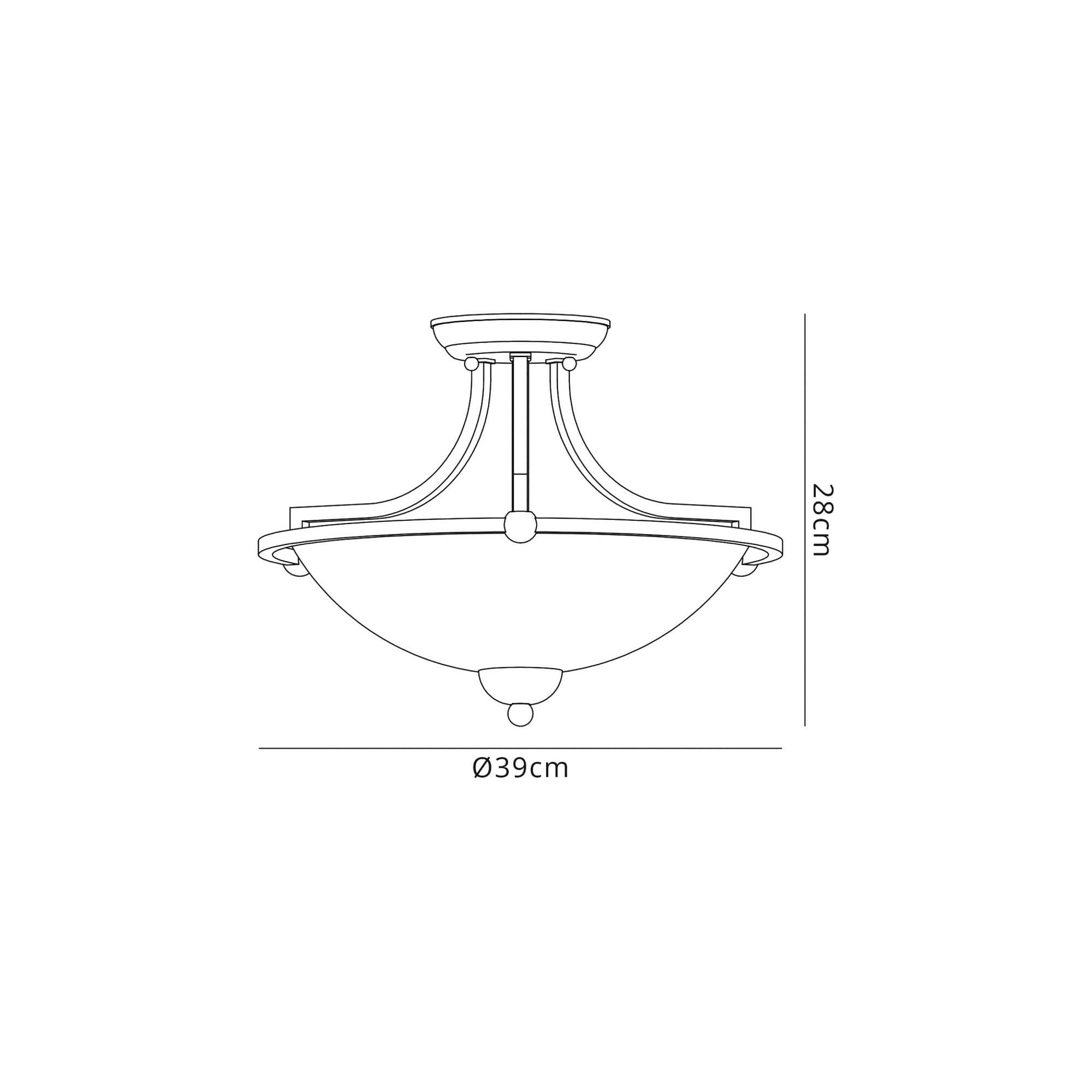 Fabula Rangers 3 Light Semi-Flush Light - Antique Brass & Frosted Glass