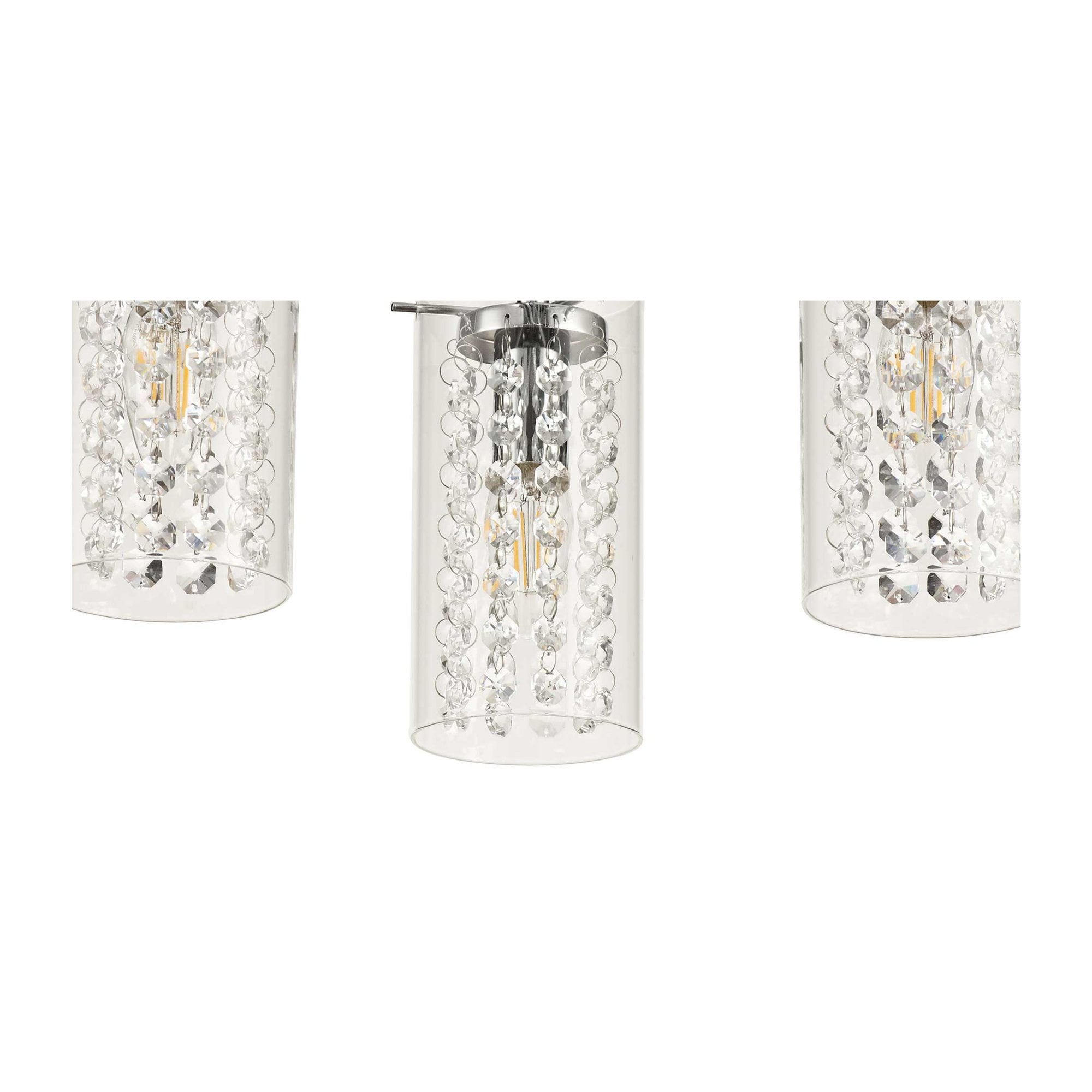 Fabula Langley 3 Light Semi-Flush Light - Polished Chrome, Crystal & Glass