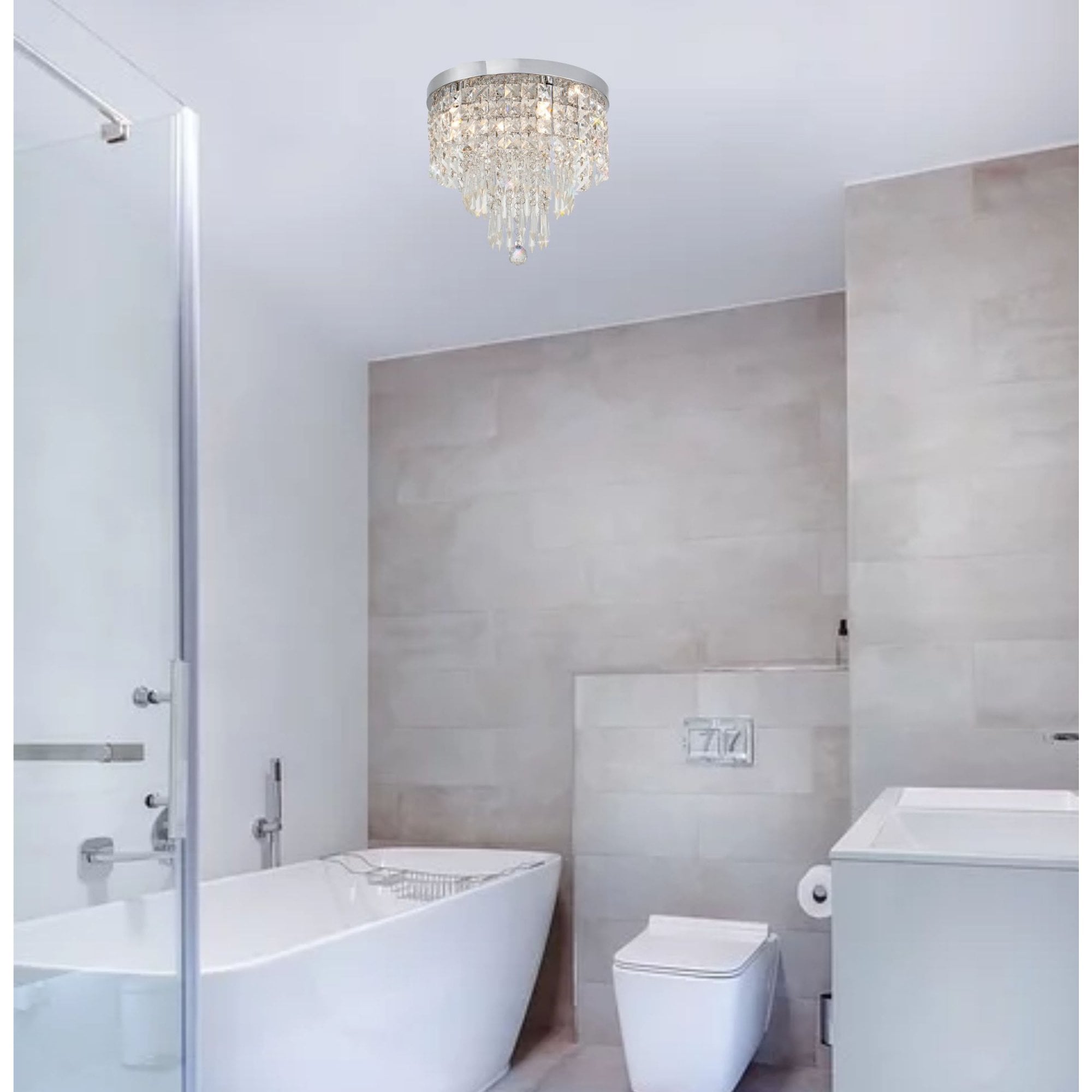 Fabula Wadham 4 Light Flush Light - Polished Chrome & Crystal - IP44