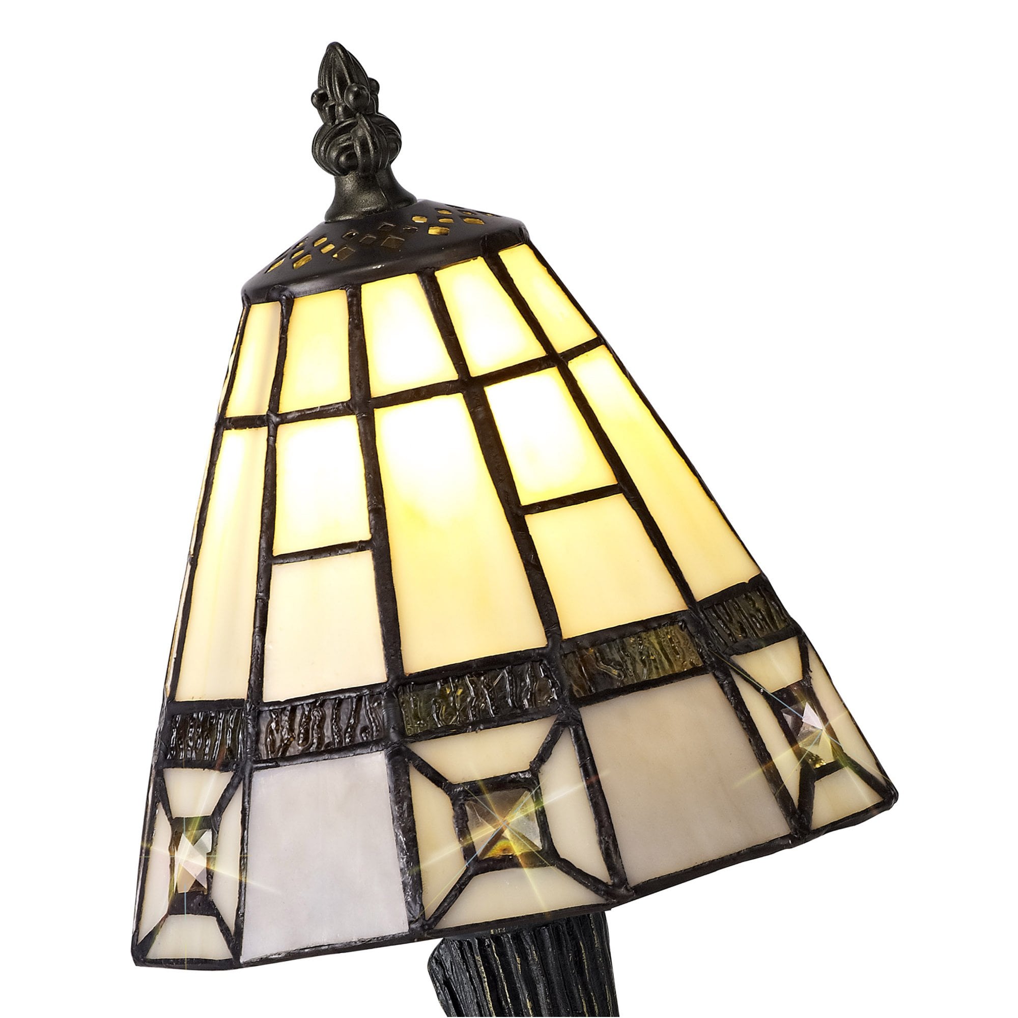 Fabula Swan Tiffany Table Lamp - Cream & Grey