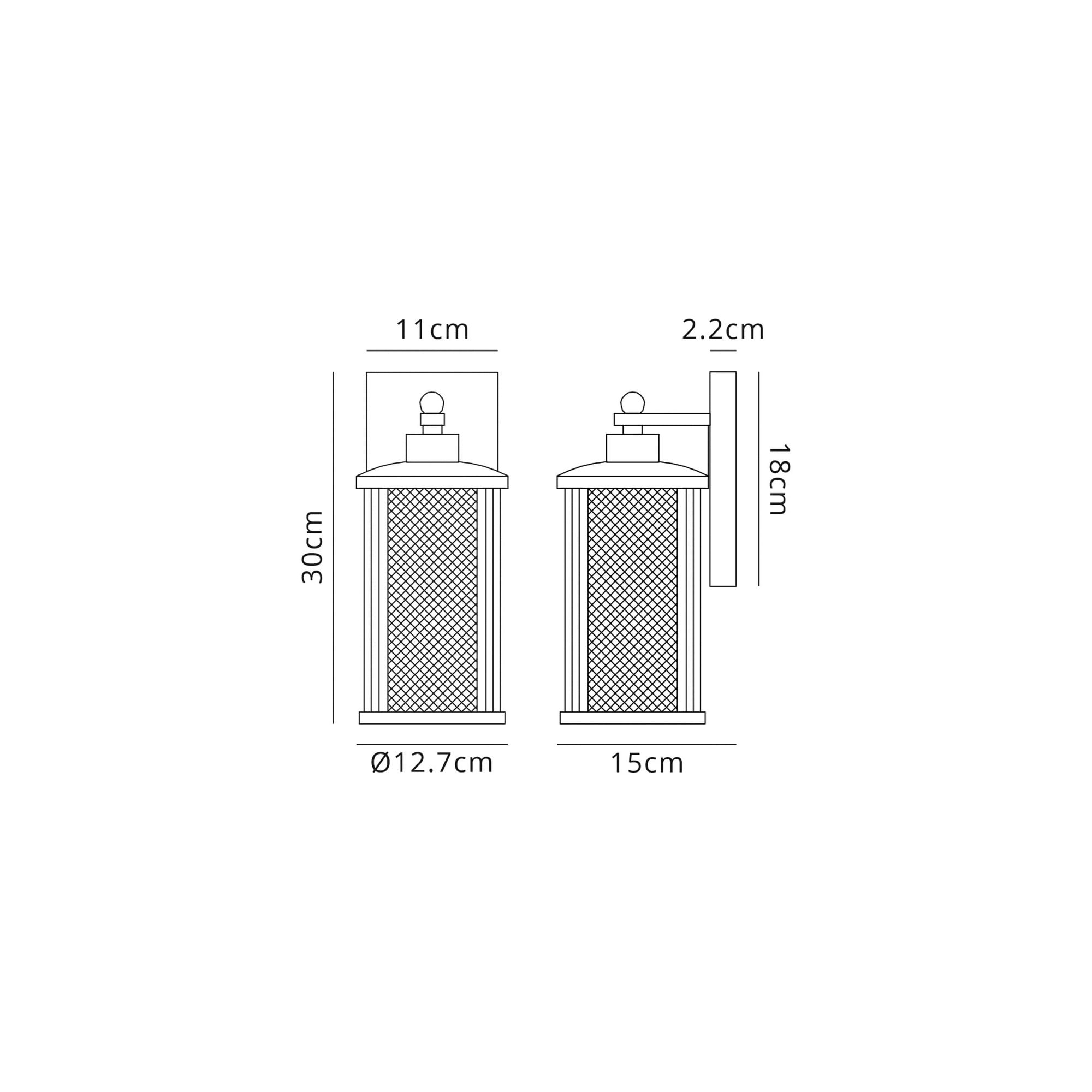 Fabula Addison Small Wall Lamp - Antique Bronze & Clear Glass - IP54