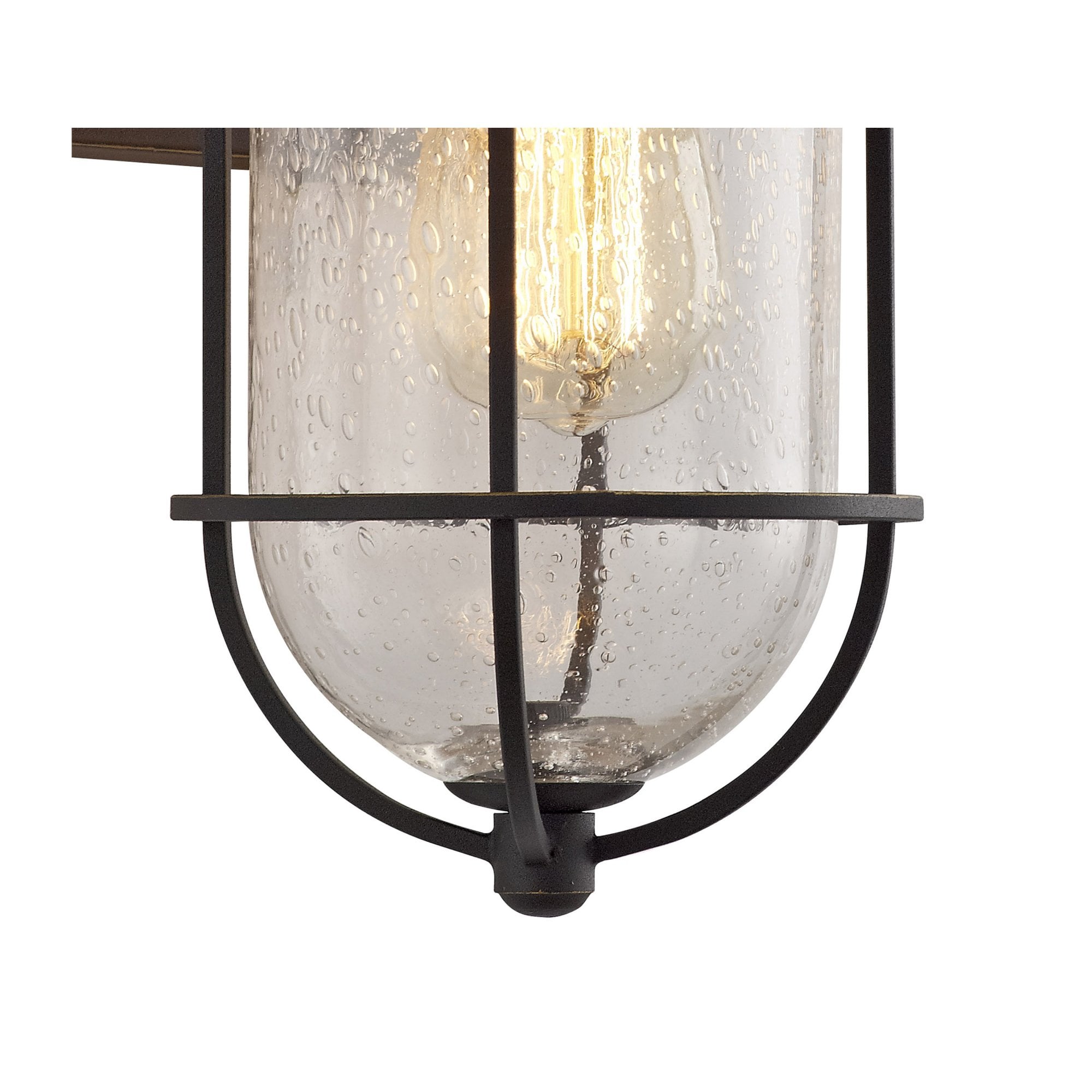 Fabula Rivenhall Single Wall Lamp - Black/Gold & Seeded Clear Glass - IP54