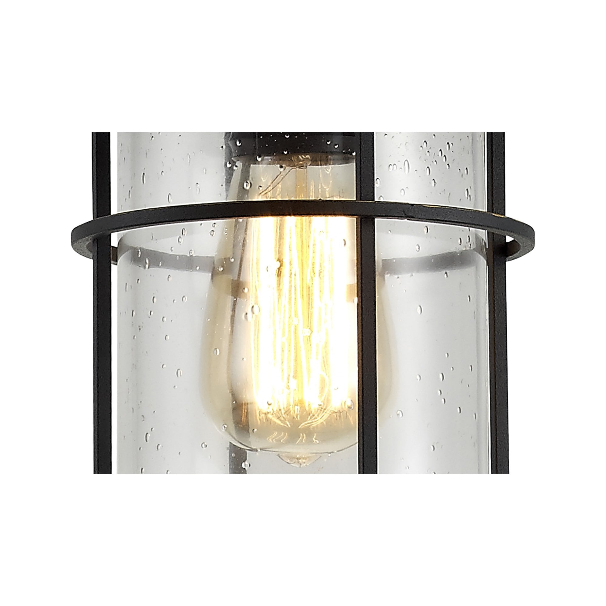Fabula Rivenhall Single Pendant - Black/Gold & Seeded Clear Glass - IP54