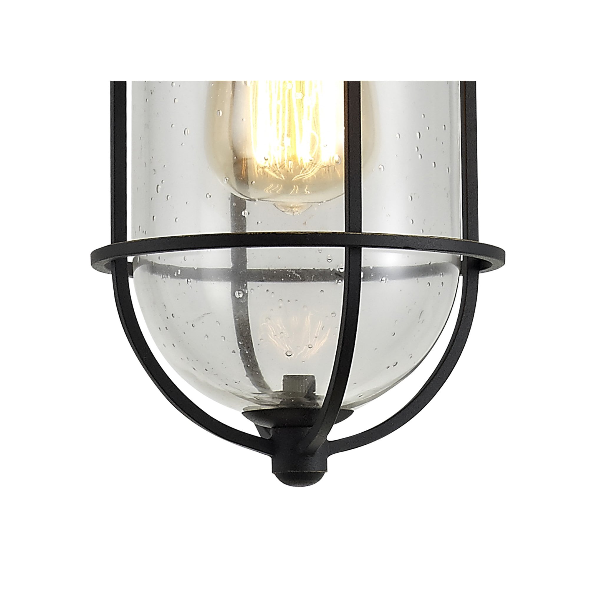 Fabula Rivenhall Single Pendant - Black/Gold & Seeded Clear Glass - IP54