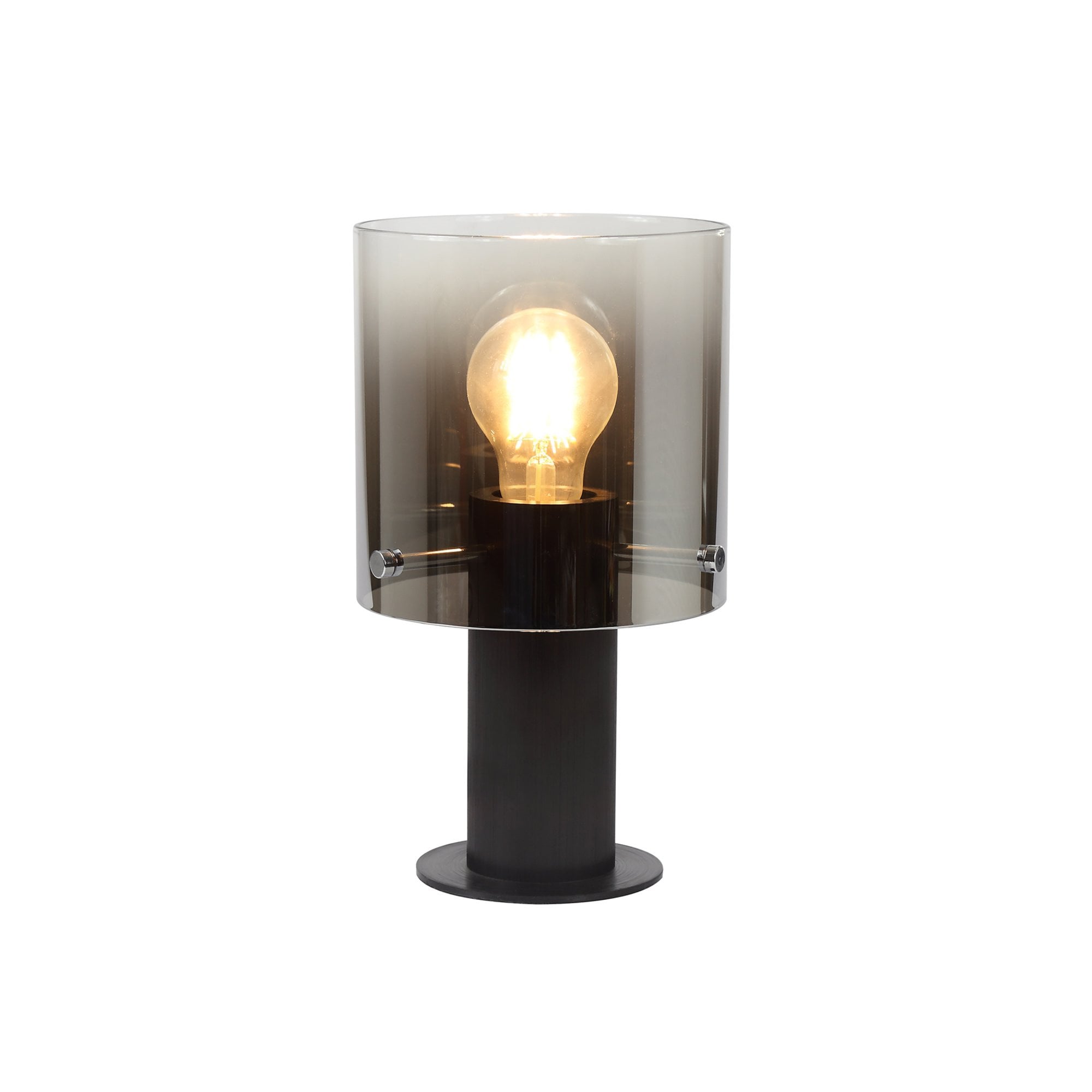Fabula Kendon Single Table Lamp - Black & Smoke Fade Glass