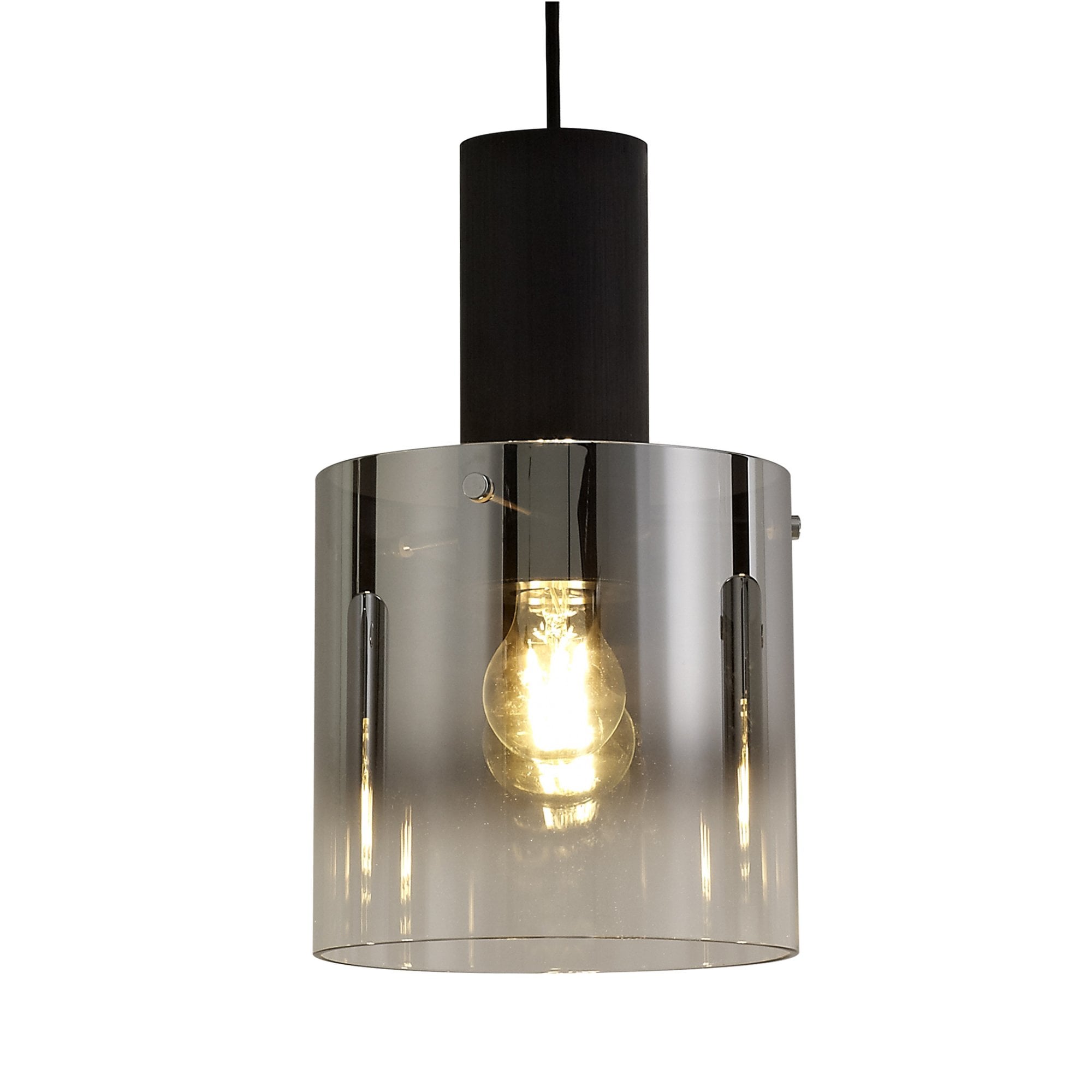 Fabula Kendon Adjustable 3 Light Linear Pendant - Black & Smoke Fade Glass