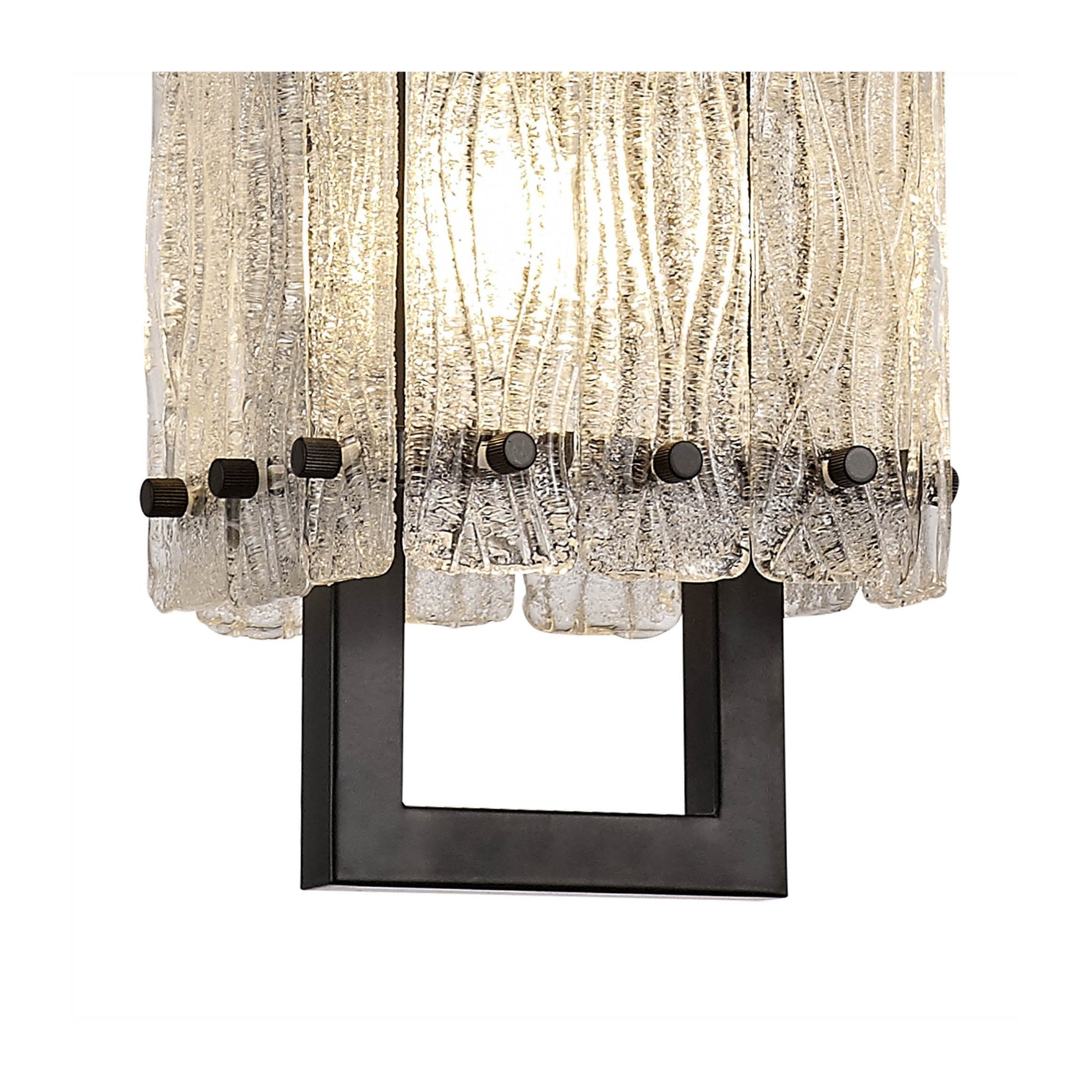 Fabula Sutton Small Single Square Pendant - Matt Black & Crystal Sand Glass