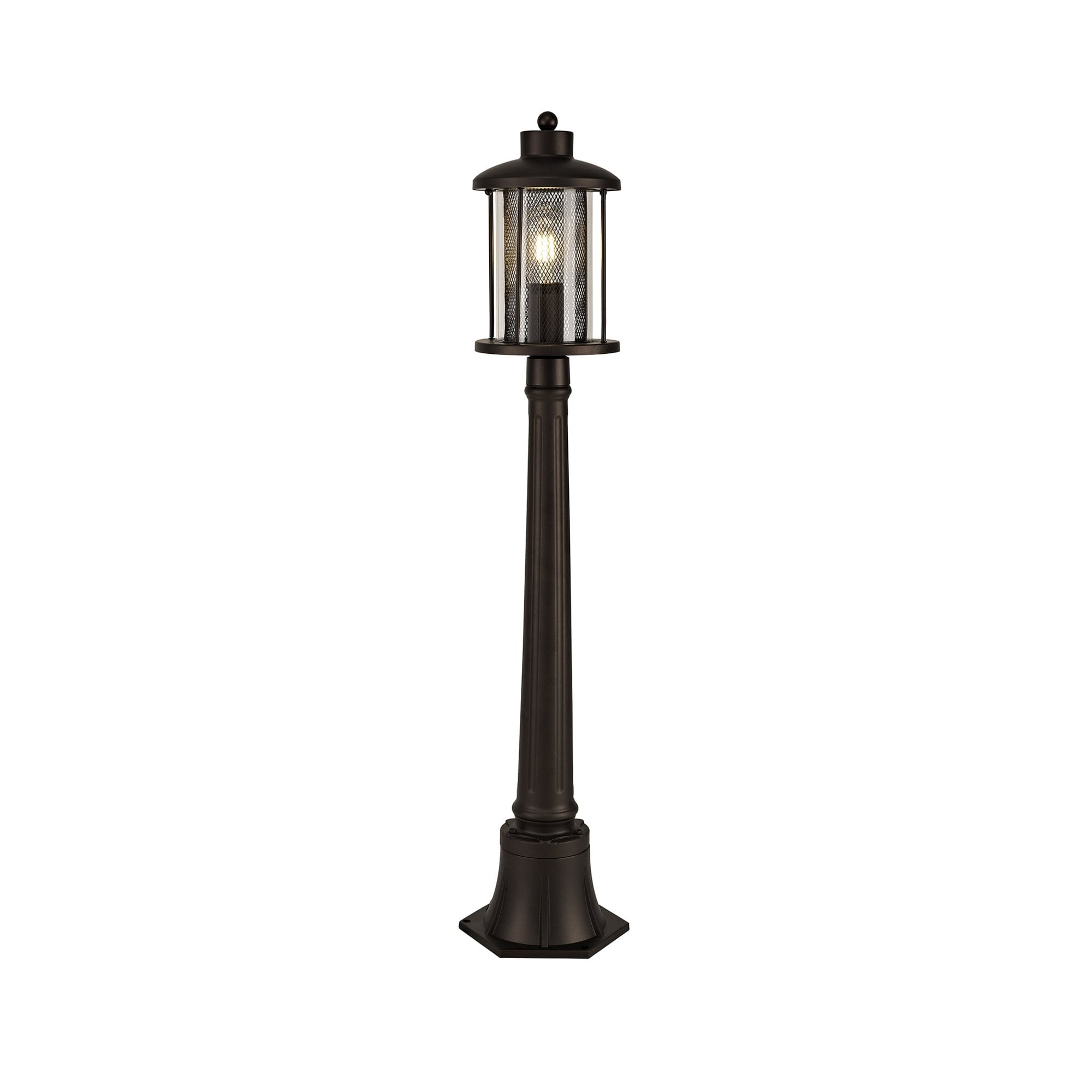 Fabula Addison Single Headed Post Lamp - Antique Bronze & Clear Glass - IP54