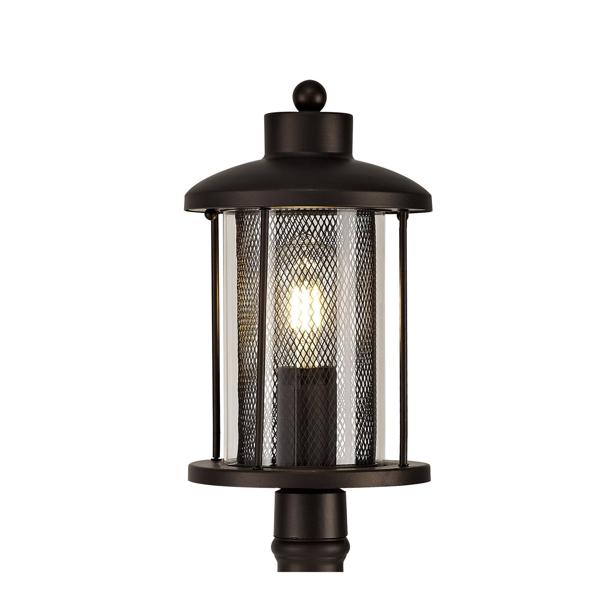 Fabula Addison Single Headed Post Lamp - Antique Bronze & Clear Glass - IP54