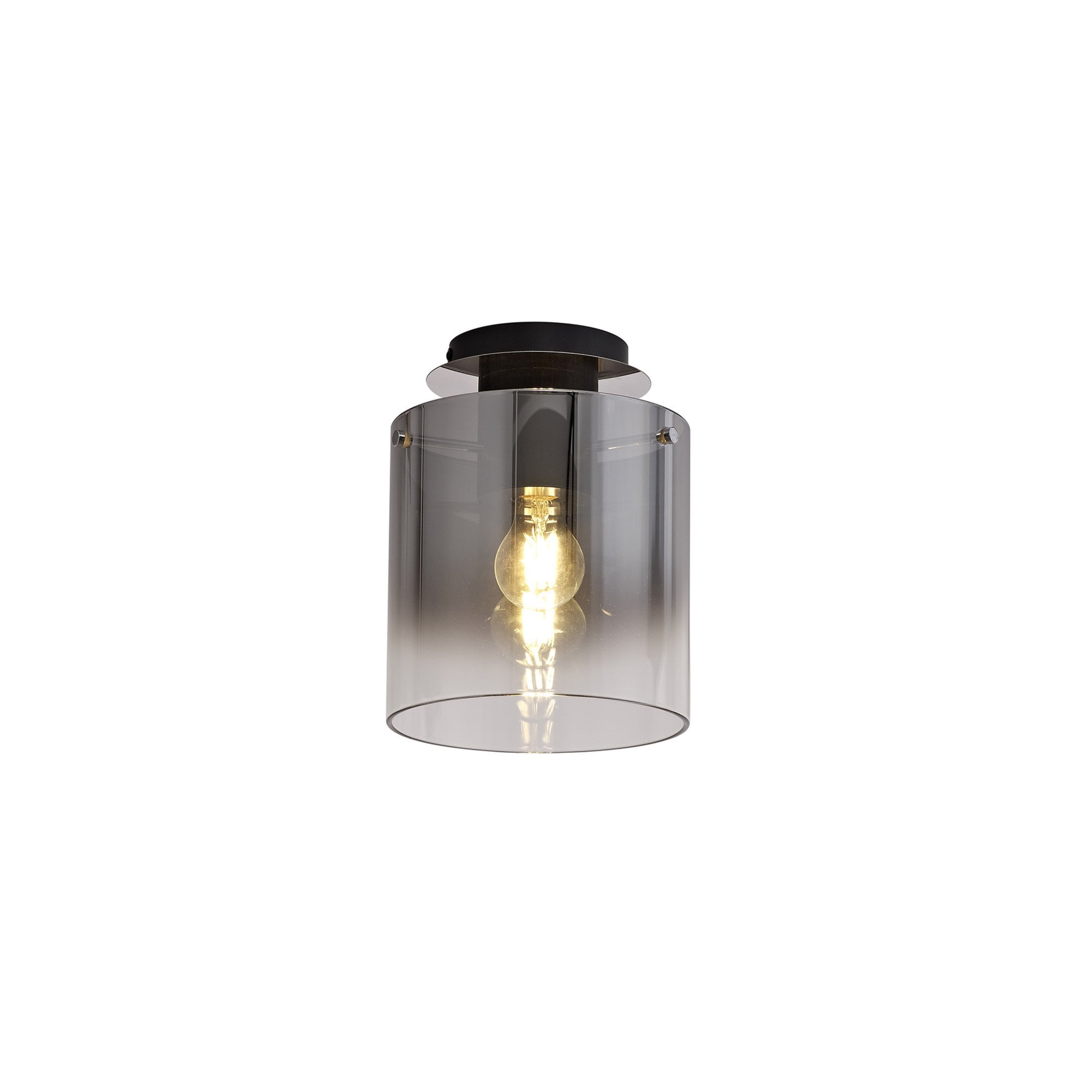 Fabula Kendon Single Round Flush Light - Black & Smoke Fade Glass