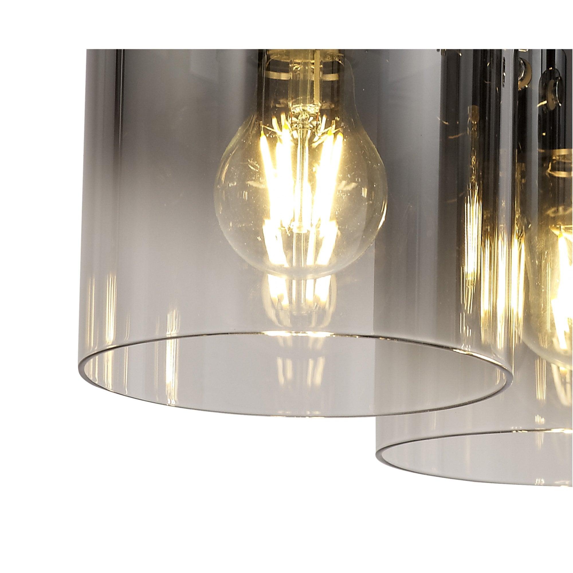 Fabula Kendon 3 Light Round Flush Light - Black & Smoke Fade Glass