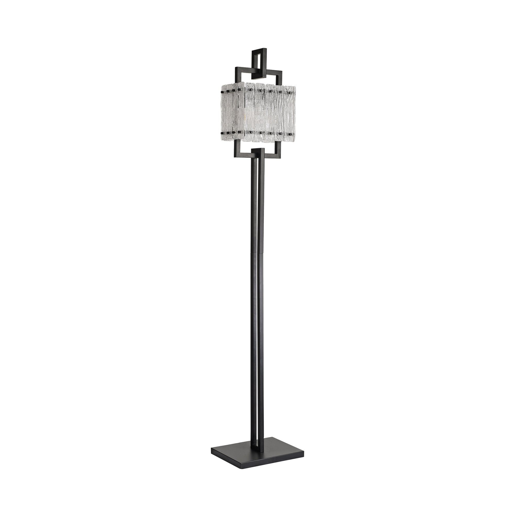 Fabula Sutton 2 Light Floor Lamp - Matt Black & Crystal Sand Glass