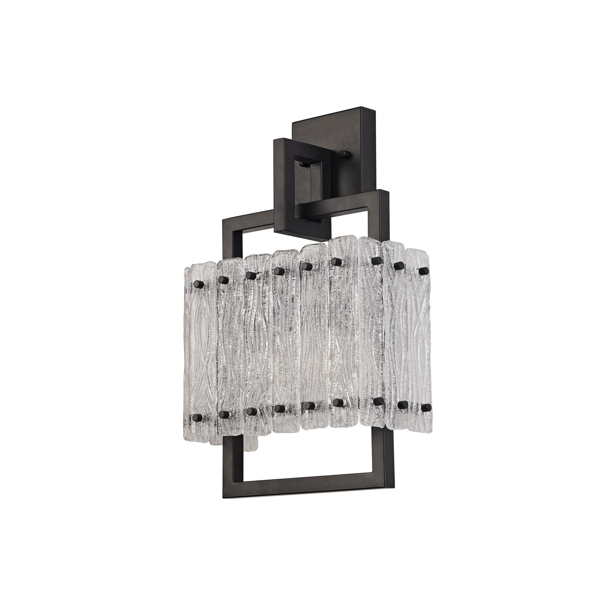 Fabula Sutton 2 Light Wall Lamp - Matt Black & Crystal Sand Glass