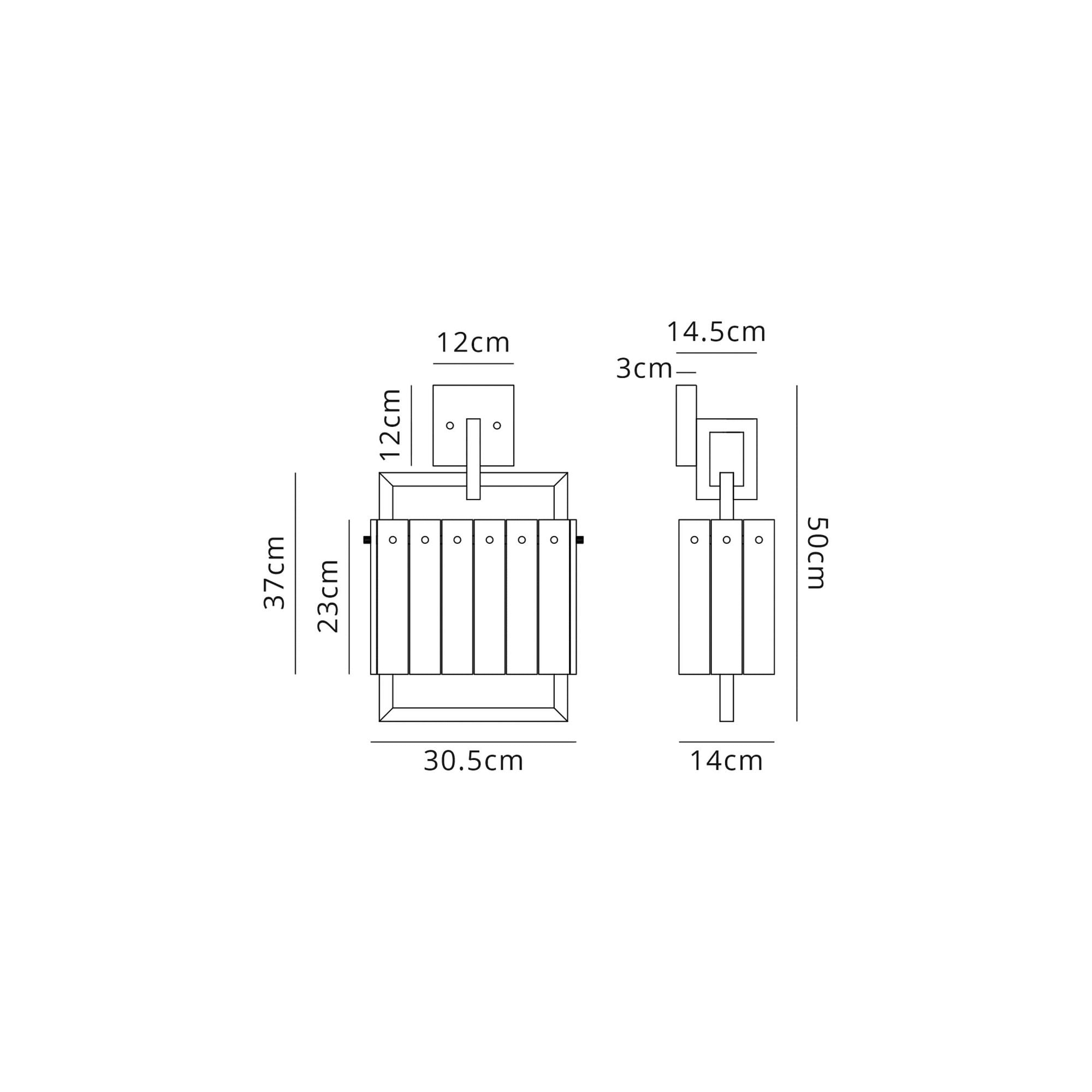 Fabula Sutton 2 Light Wall Lamp - Matt Black & Crystal Sand Glass