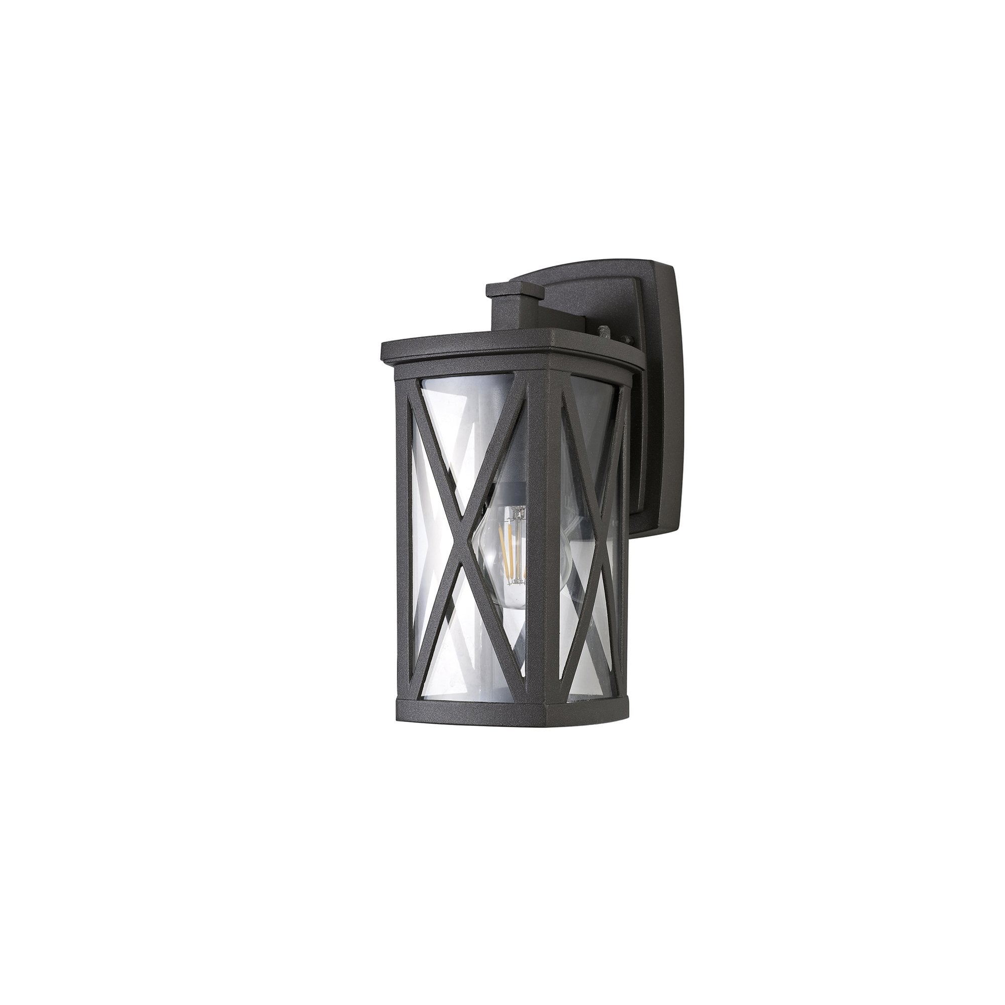 Fabula Osprey Down Criss Cross Wall Lamp - Anthracite & Clear Glass - IP54