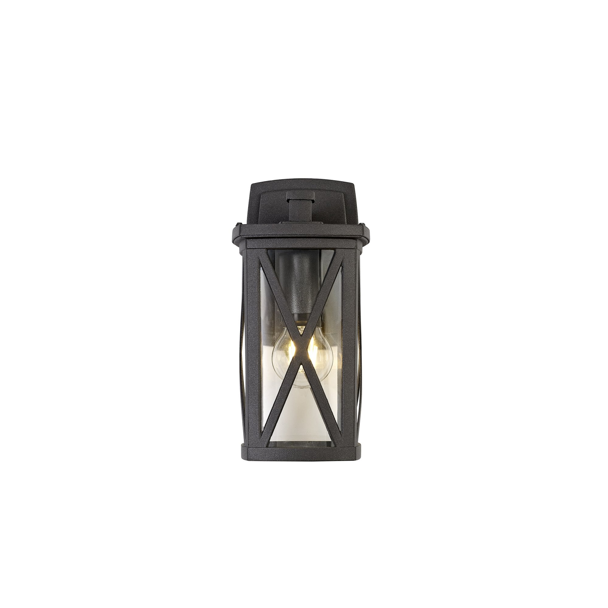 Fabula Osprey Down Criss Cross Wall Lamp - Anthracite & Clear Glass - IP54
