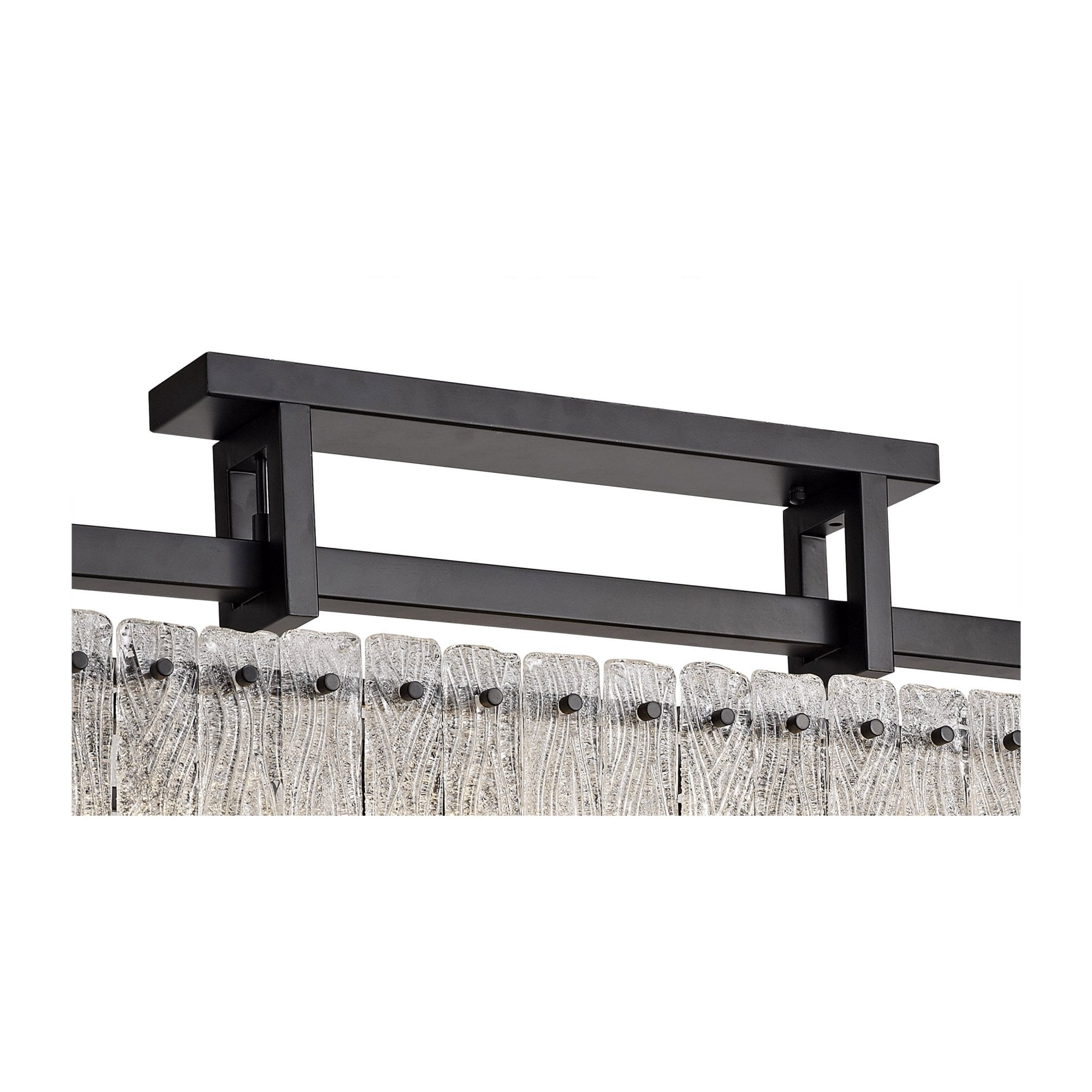 Fabula Sutton Medium 8 Light Linear Pendant - Matt Black & Crystal Sand Glass