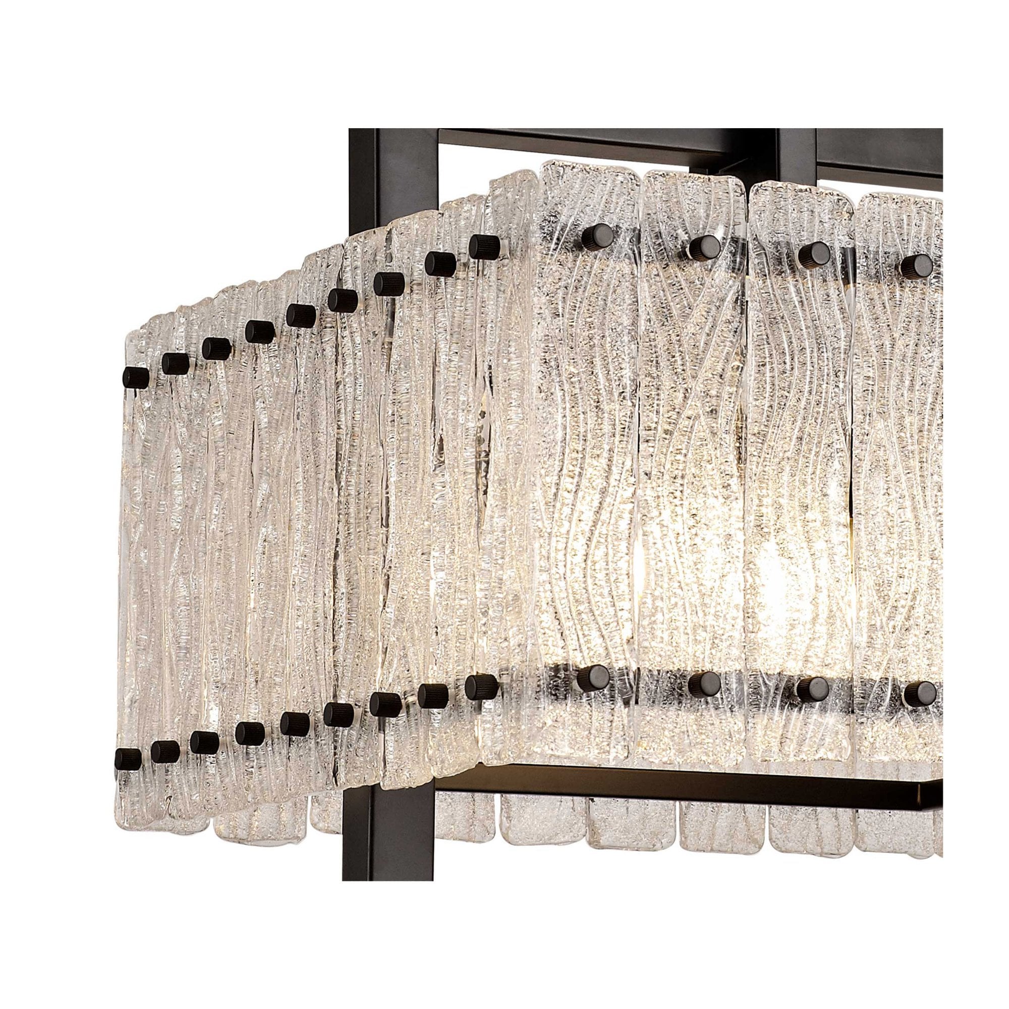 Fabula Sutton Large 5 Light Square Pendant - Matt Black & Crystal Sand Glass