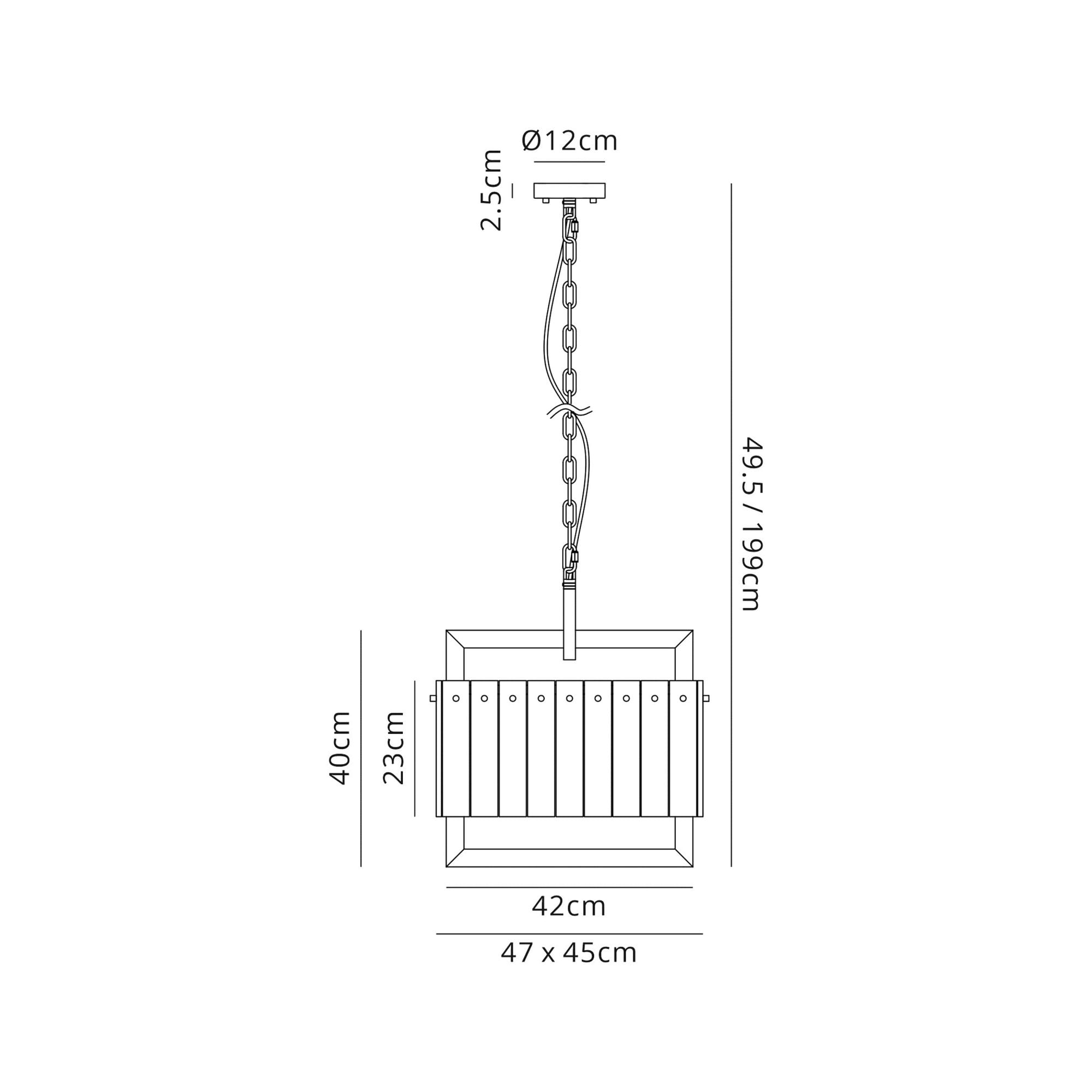Fabula Sutton Large 5 Light Square Pendant - Matt Black & Crystal Sand Glass