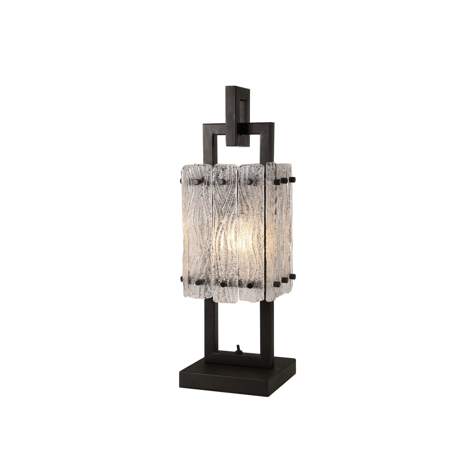 Fabula Sutton Single Table Lamp - Matt Black & Crystal Sand Glass