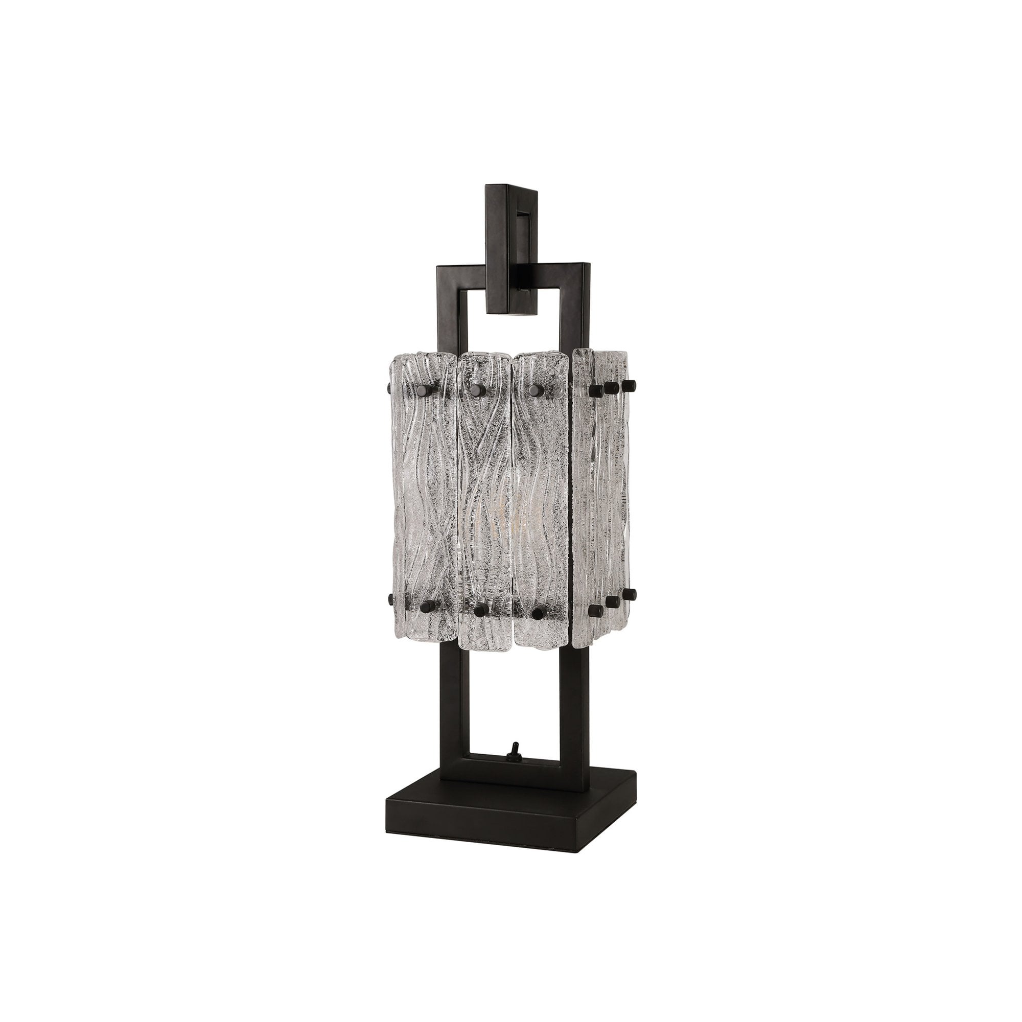 Fabula Sutton Single Table Lamp - Matt Black & Crystal Sand Glass