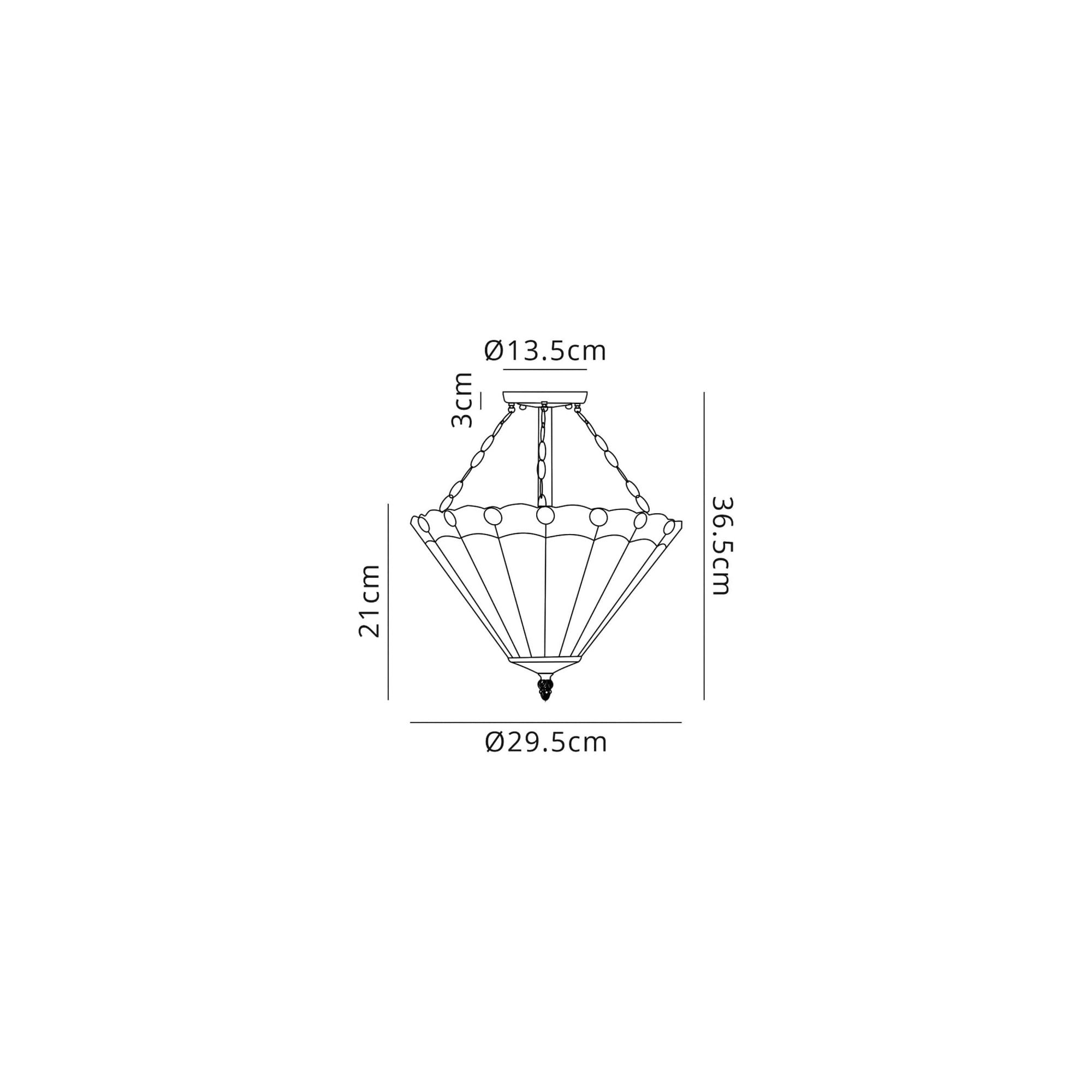 Fabula Amberley 3 Light Semi-Flush Light - 30cm Tiffany Shade - Red & Cream