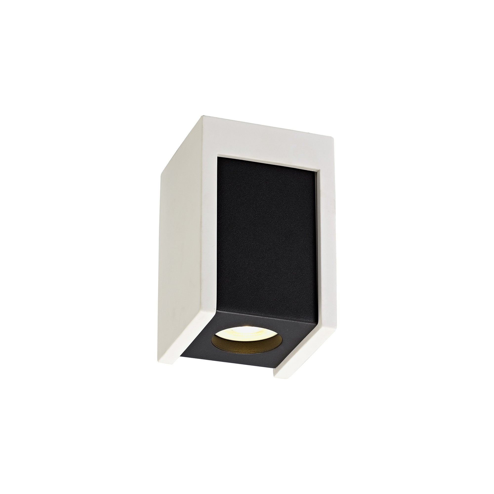 Fabula Trevose Single Square Ceiling Spot Light - White Paintable Gypsum & Matt Black Cover