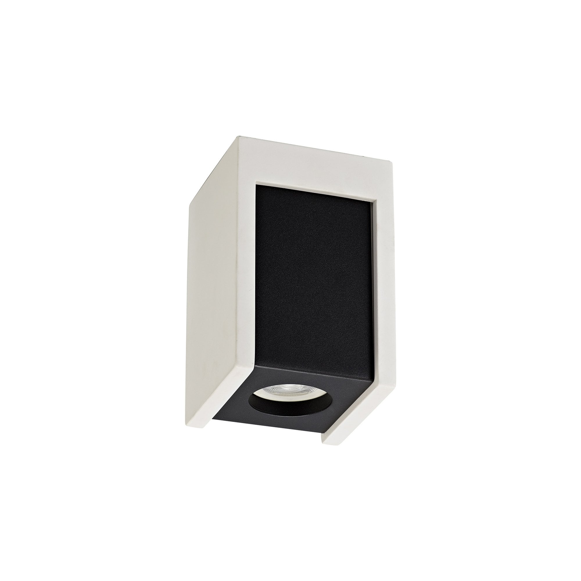 Fabula Trevose Single Square Ceiling Spot Light - White Paintable Gypsum & Matt Black Cover