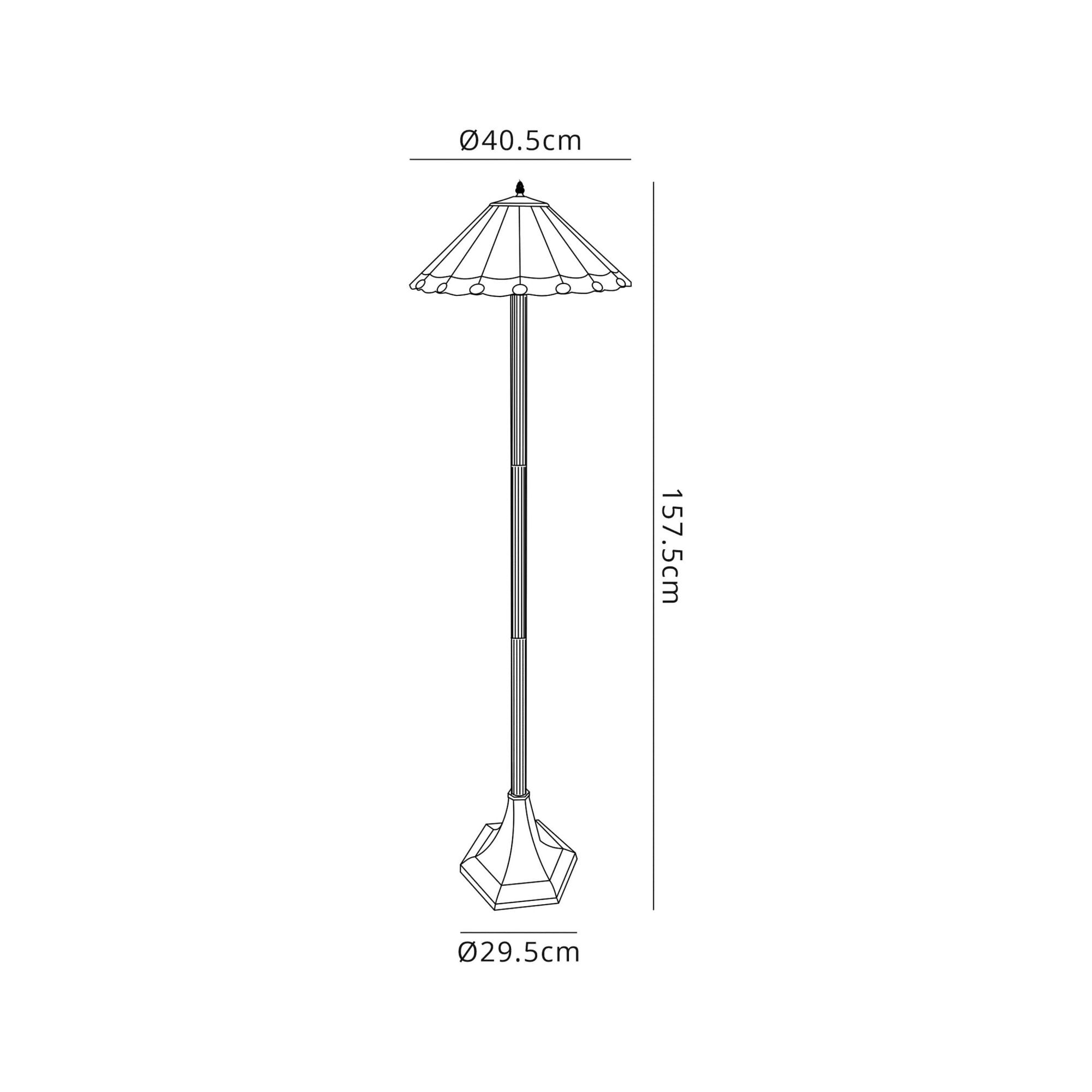 Fabula Amberley 2 Light Octagonal Floor Lamp - 40cm Tiffany Shade - Amber & Cream