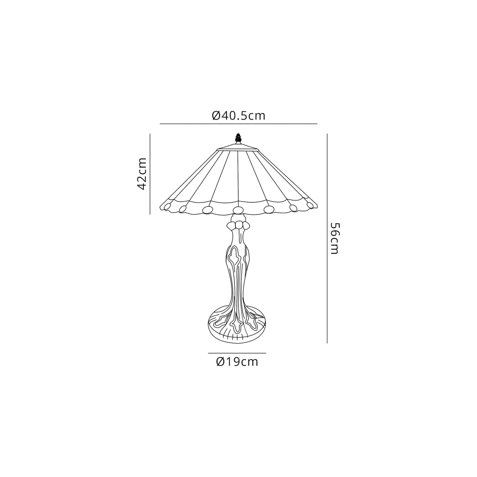 Fabula Amberley 2 Light Curved Table Lamp - 40cm Tiffany Shade - Amber & Cream