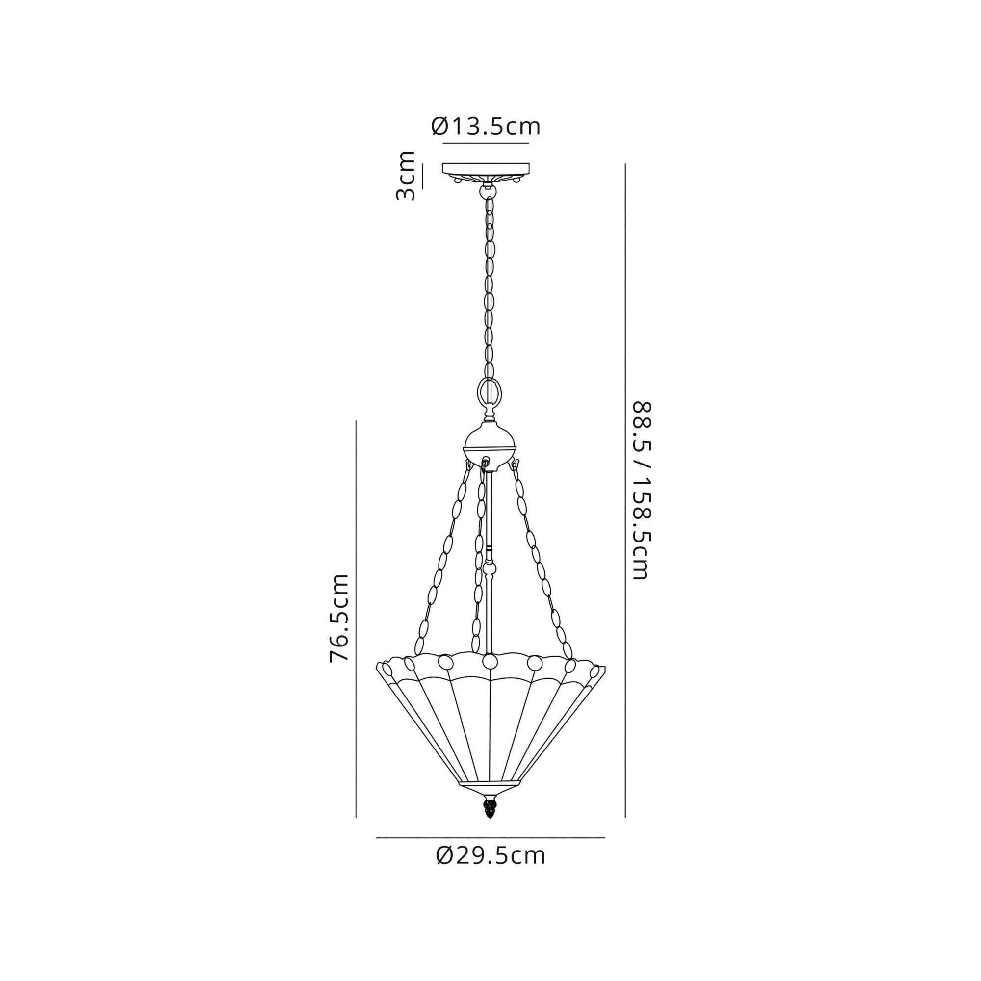 Fabula Amberley 3 Light Uplighter Pendant - 30cm Tiffany Shade - Red & Cream