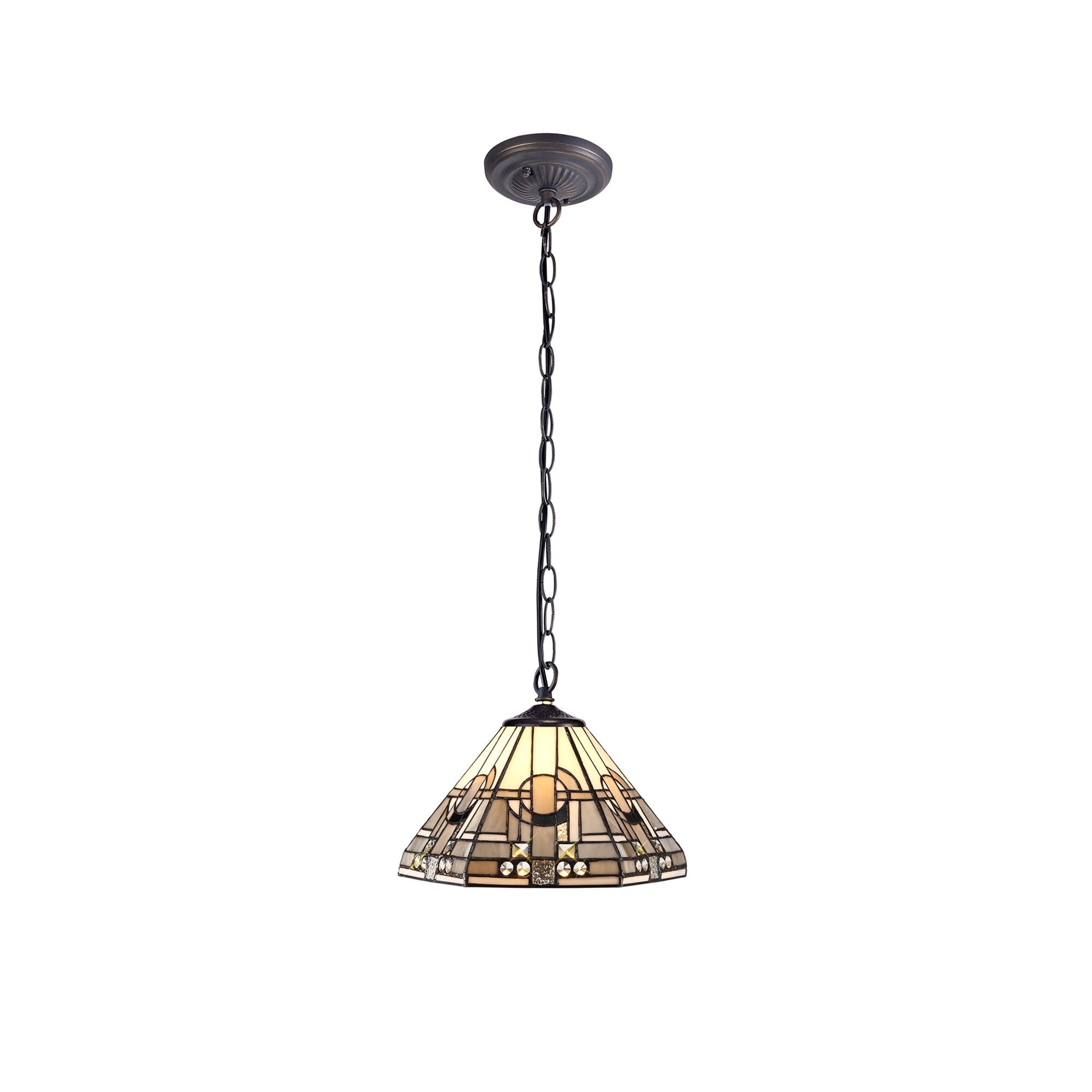 Fabula Cranbourne Single Downlighter Pendant - 30cm Tiffany Shade - Grey