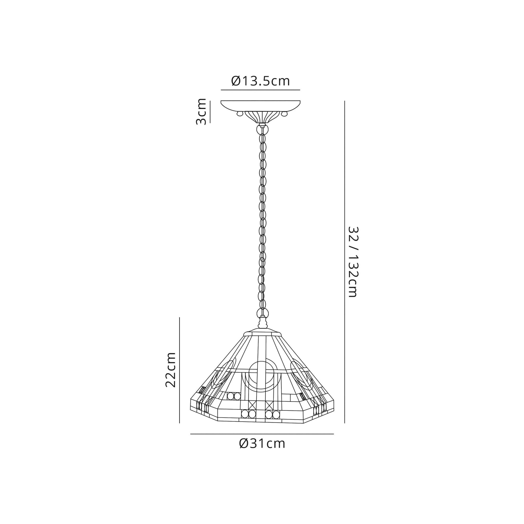 Fabula Cranbourne Single Downlighter Pendant - 30cm Tiffany Shade - Grey
