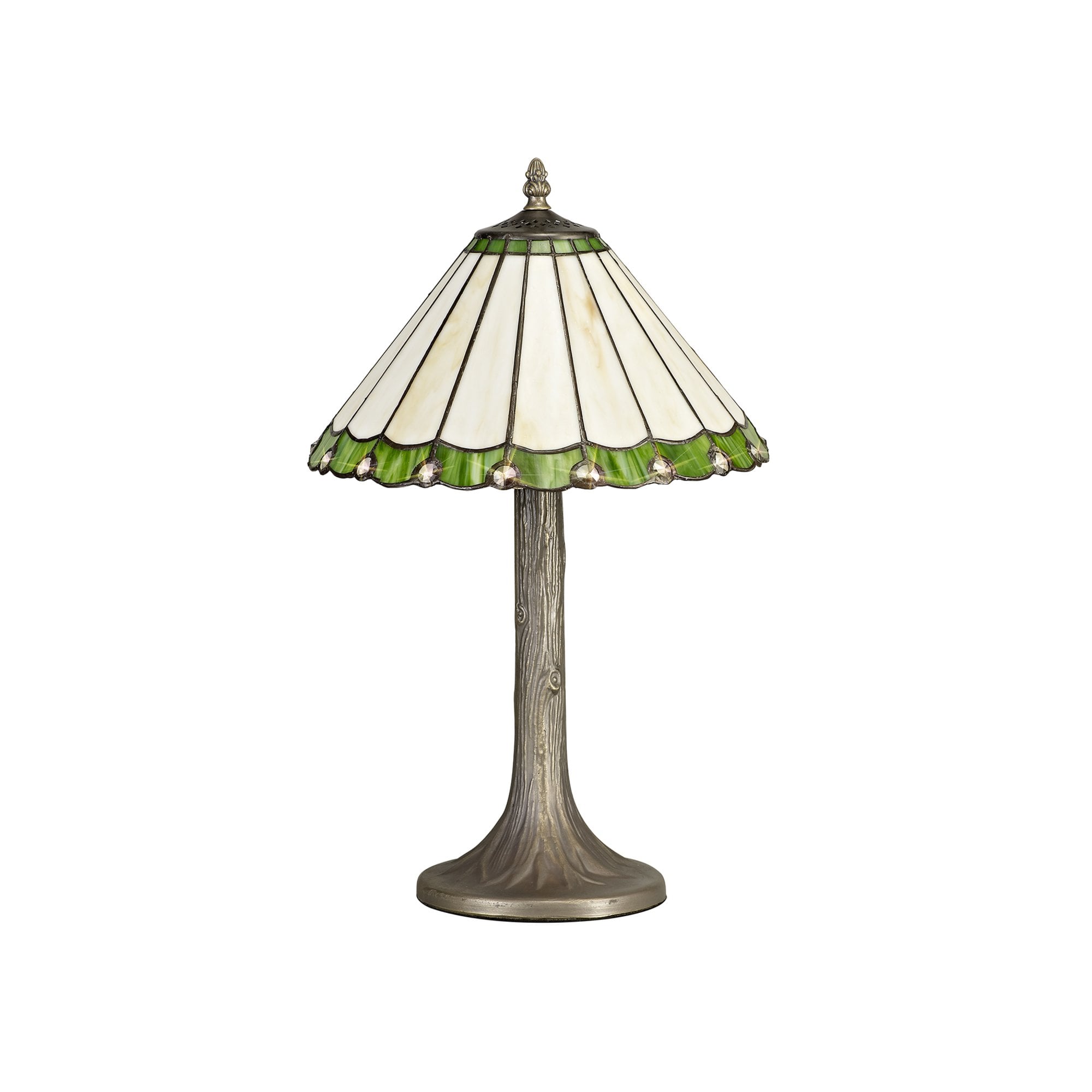 Fabula Amberley Single Tree Like Table Lamp - 30cm Tiffany Shade - Green & Cream
