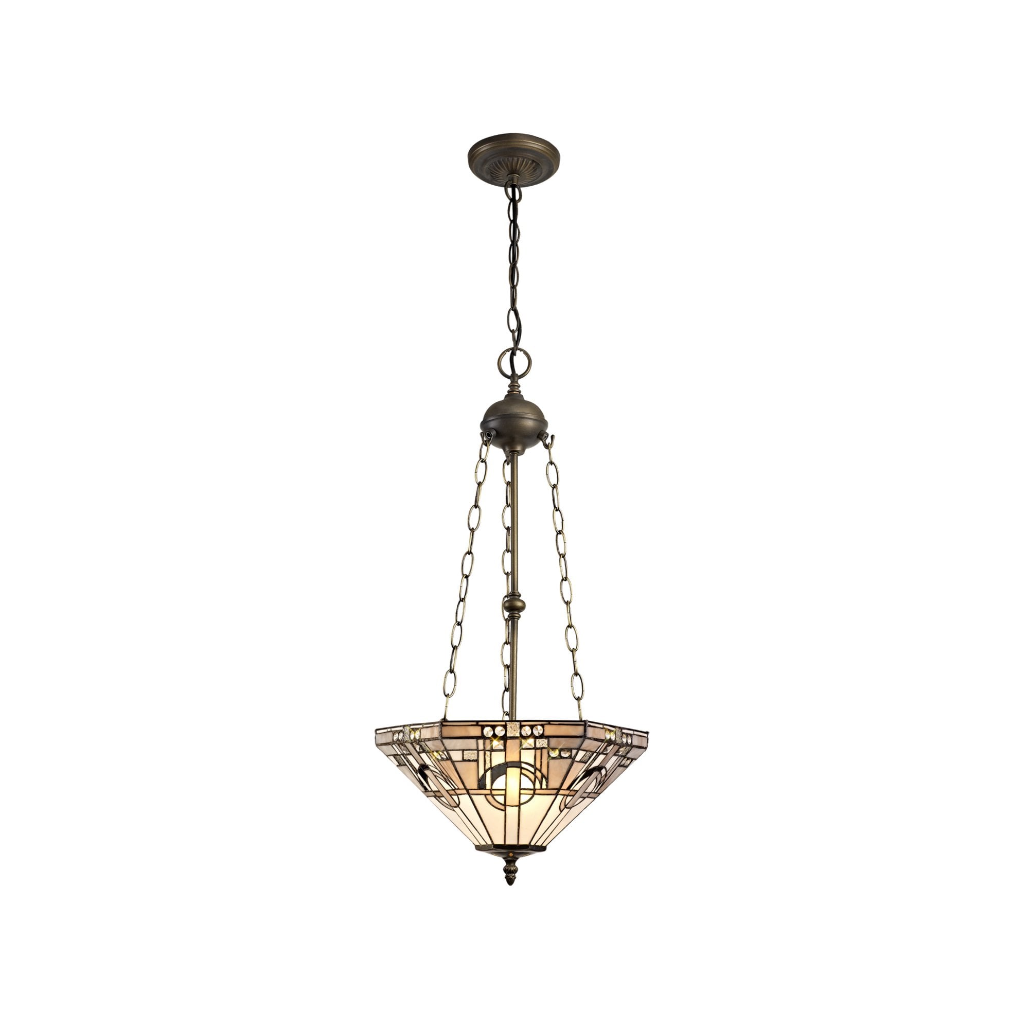 Fabula Cranbourne 3 Light Uplighter Pendant - 40cm Tiffany Shade - Grey
