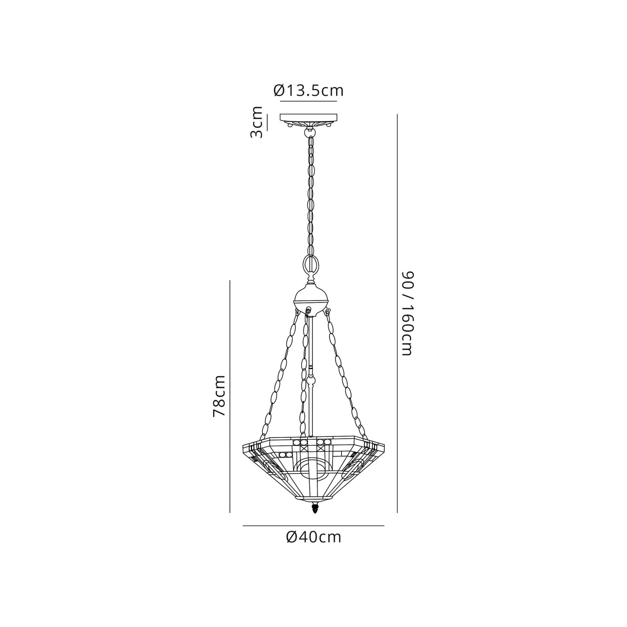 Fabula Cranbourne 3 Light Uplighter Pendant - 40cm Tiffany Shade - Grey