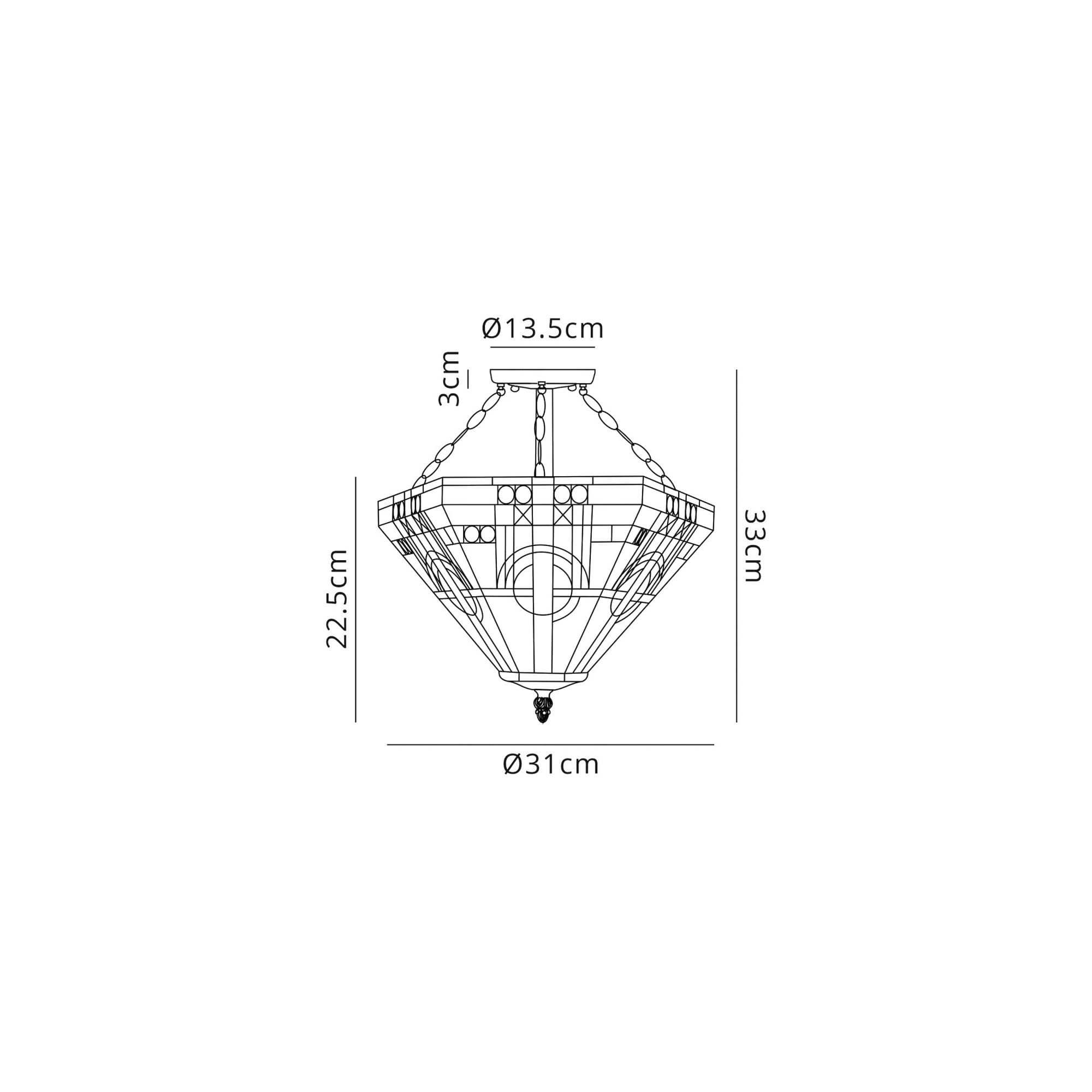 Fabula Cranbourne 2 Light Semi-Flush Light - 30cm Tiffany Shade - Grey