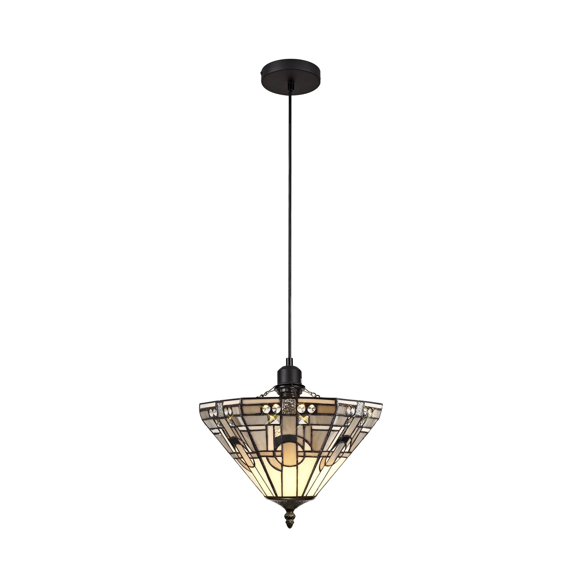 Fabula Cranbourne Single Uplighter Pendant - 30cm Tiffany Shade - Grey