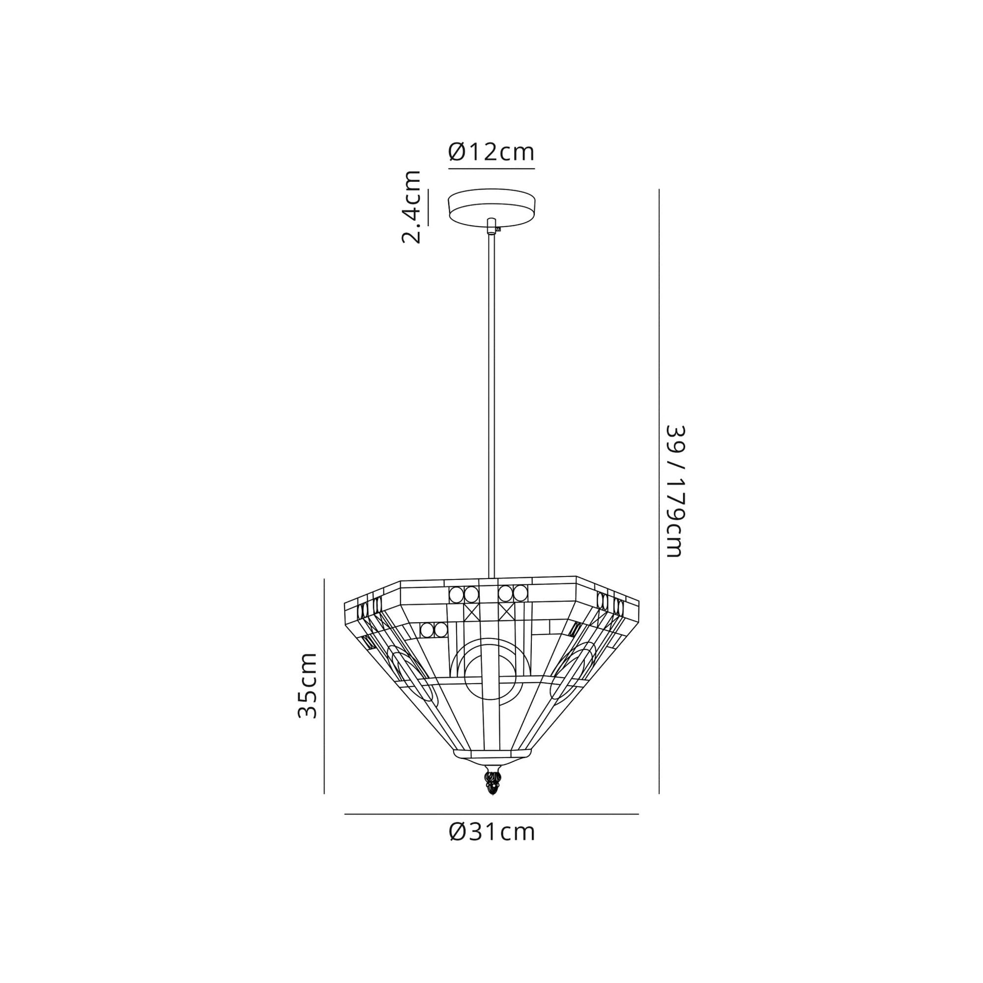 Fabula Cranbourne Single Uplighter Pendant - 30cm Tiffany Shade - Grey