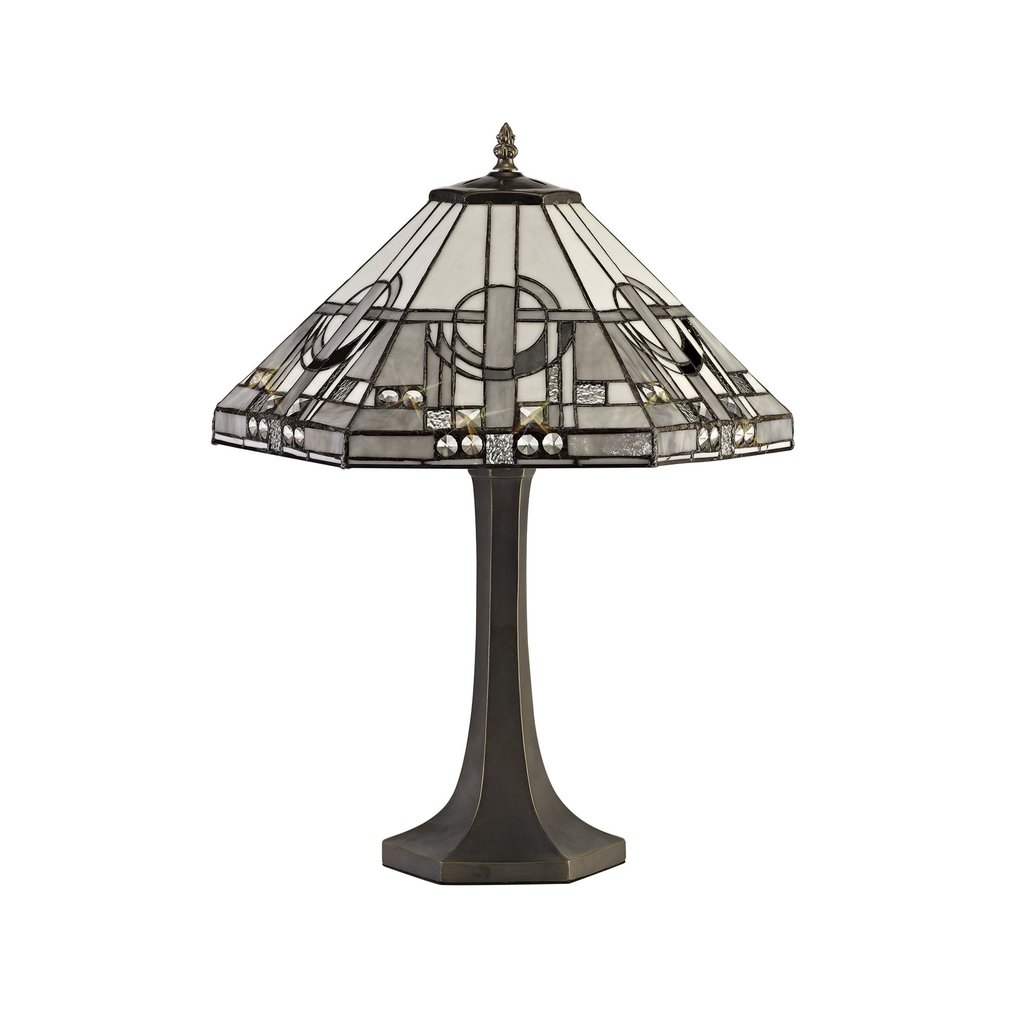 Fabula Cranbourne 2 Light Octagonal Table Lamp - 40cm Tiffany Shade - Grey
