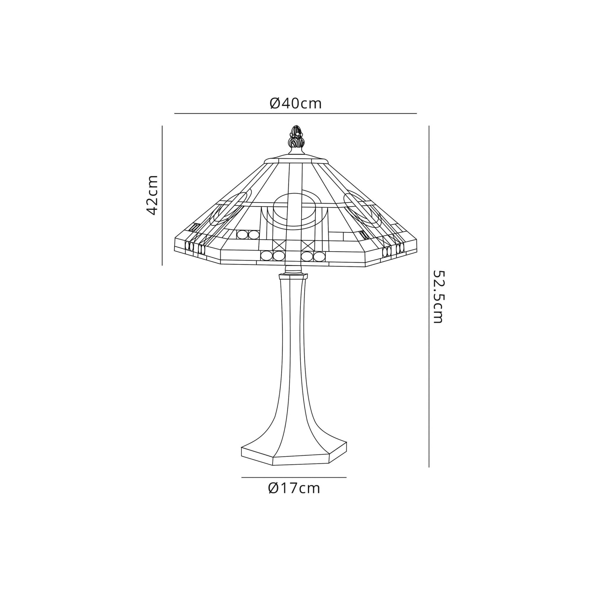 Fabula Cranbourne 2 Light Octagonal Table Lamp - 40cm Tiffany Shade - Grey