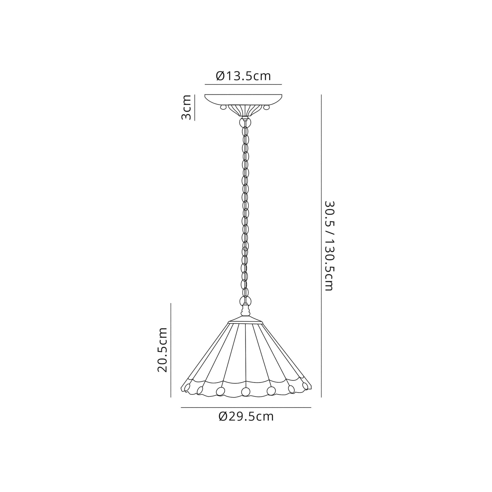Fabula Amberley Single Downlighter Pendant - 30cm Tiffany Shade - Red & Cream