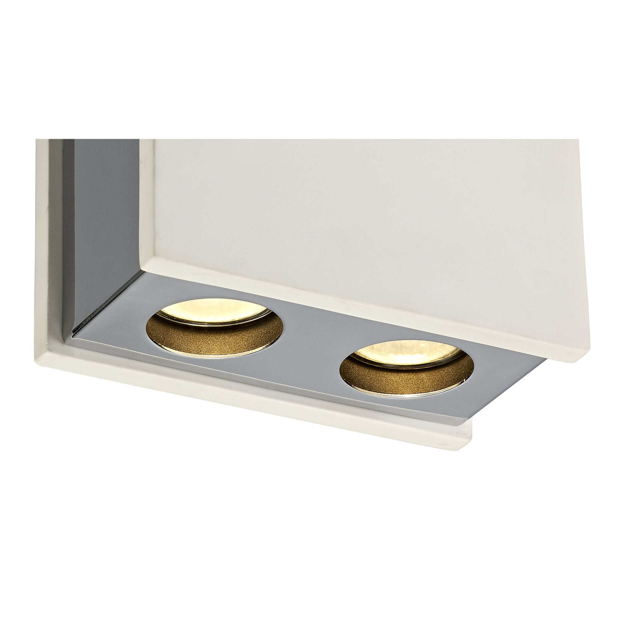 Fabula Trevose 2 Light Rectangular Ceiling Spot Light - White Paintable Gypsum & Polished Chrome Cover