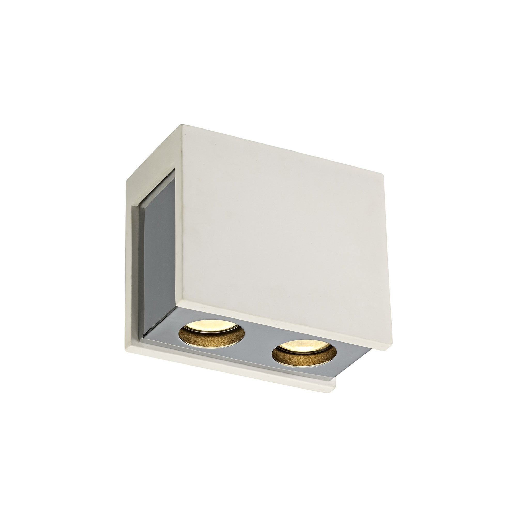 Fabula Trevose 2 Light Rectangular Ceiling Spot Light - White Paintable Gypsum & Polished Chrome Cover