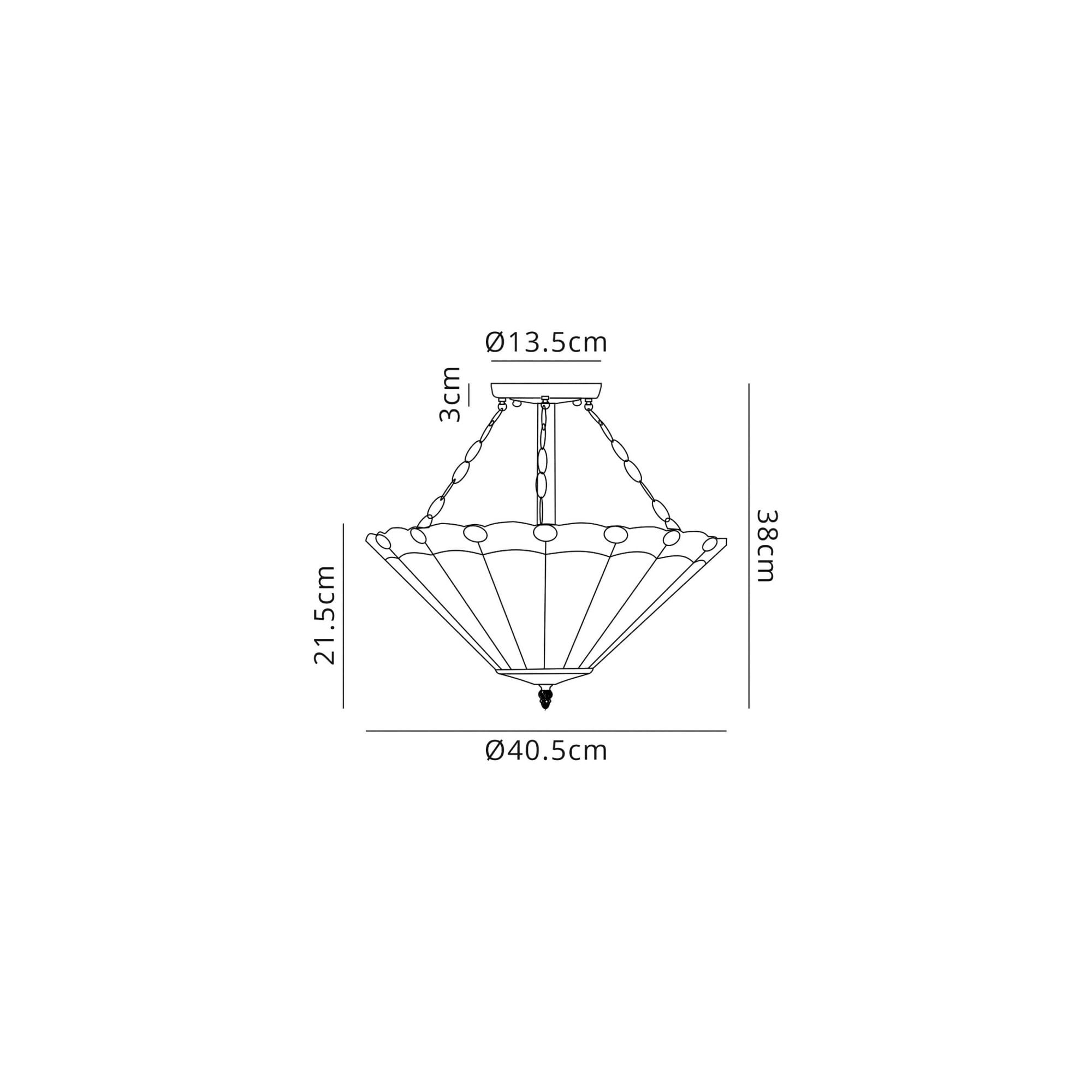 Fabula Amberley 3 Light Semi-Flush Light - 40cm Tiffany Shade - Green & Cream