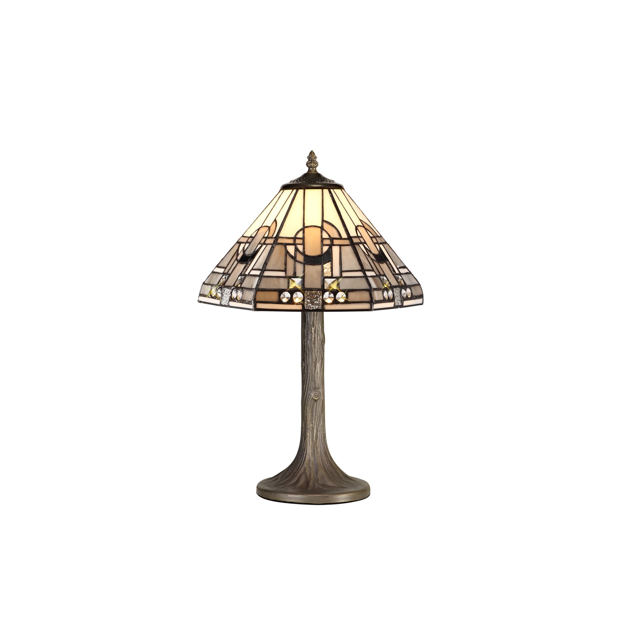 Fabula Cranbourne Single Tree Like Table Lamp - 30cm Tiffany Shade - Grey